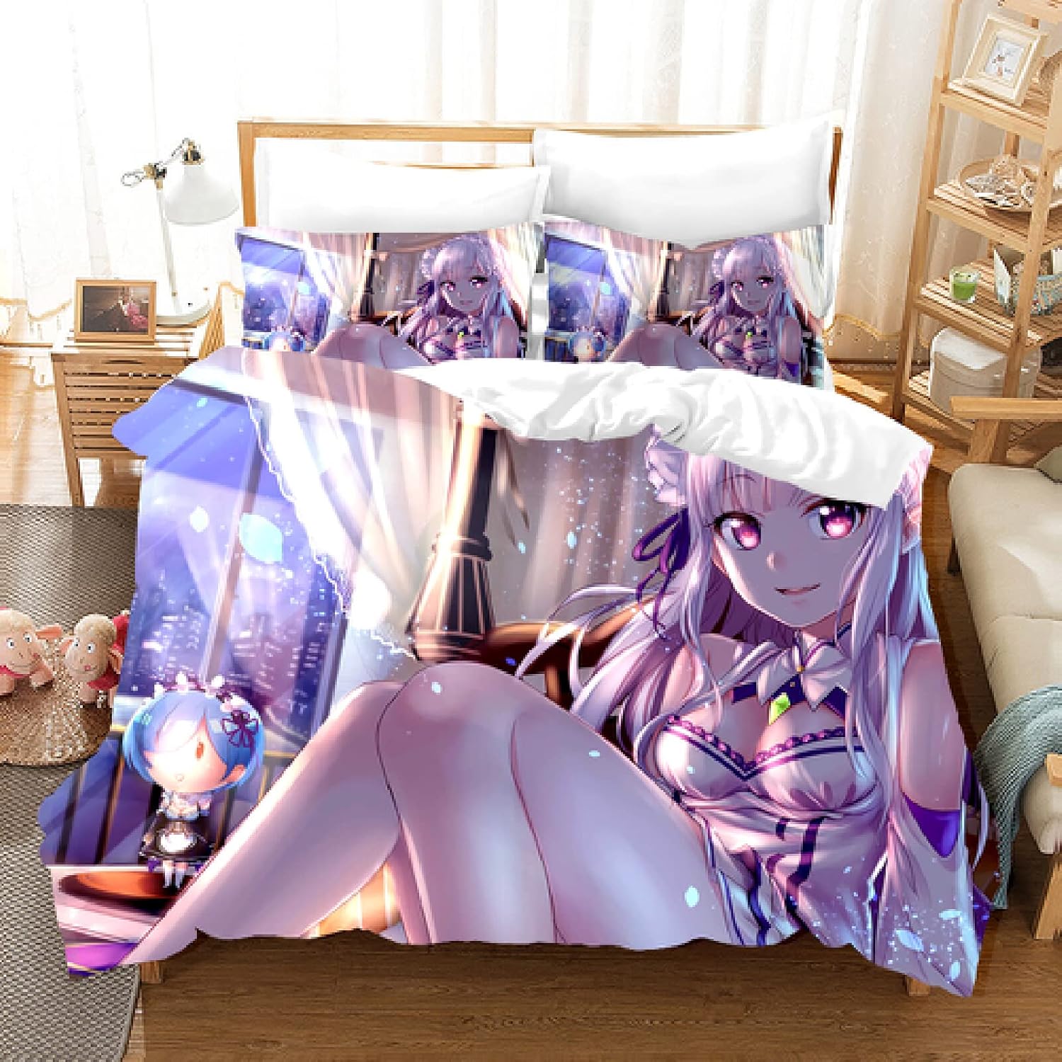 アニメラブリーガール エミリア 羽毛布団カバー 子供 ティーンズ 大人 寮 寝室 寝具セット ポリエステル ホームテキスタイル 3個 シングル ダブル 大きいサイズ 1 キルトカバー 2 枕カバー 寝具カバーセット サイズ シングル 150x210cm Enviroscapesplus Com