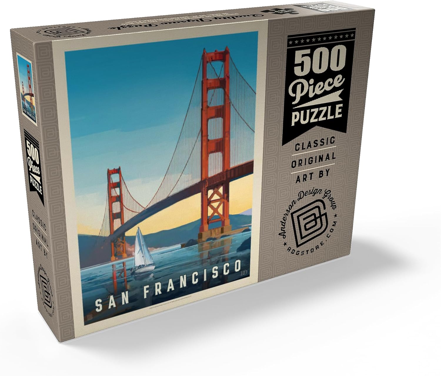 MyPuzzle San Francisco: Under The Golden Gate, Vintage Poster - Premium 500 Piece Jigsaw Puzzle for Adults