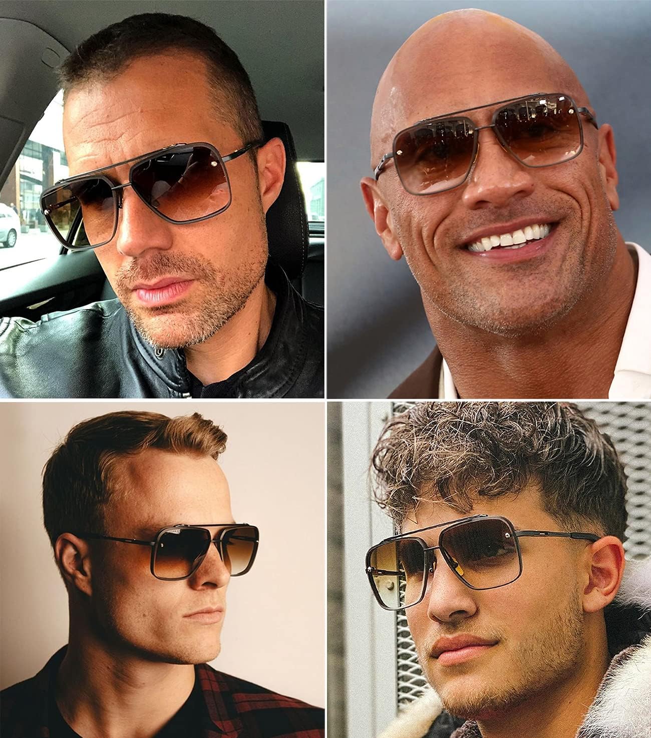Gtand Fashion Oversized Square Aviator Gradient Sunglasses For Men Women Vintage Metal Sun Glasses 63mm - Image 2