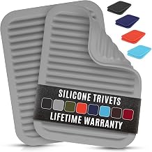 Zulay Kitchen 2-Pack 9"x12" Silicone Trivets for Hot Pots & Pans – Heat-Resistant, Non-Slip Trivet Mats – Durable, Flexible, Multi-Purpose Hot Pads for Kitchen Counter & Table - Gray