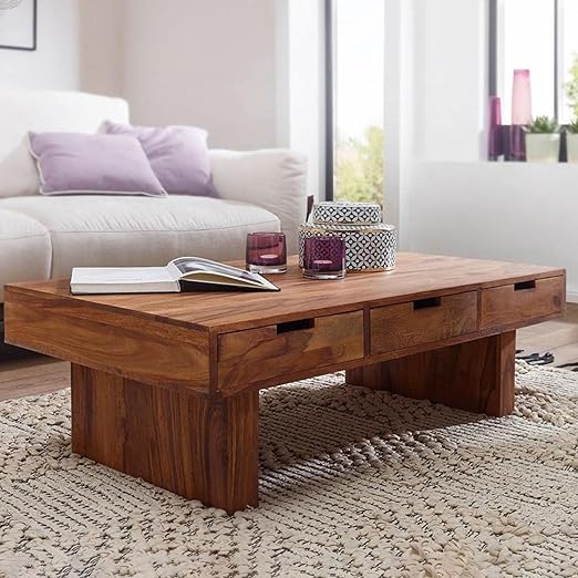 Kuber Industries Matte Finish Sheesham Wooden Center Table for Living