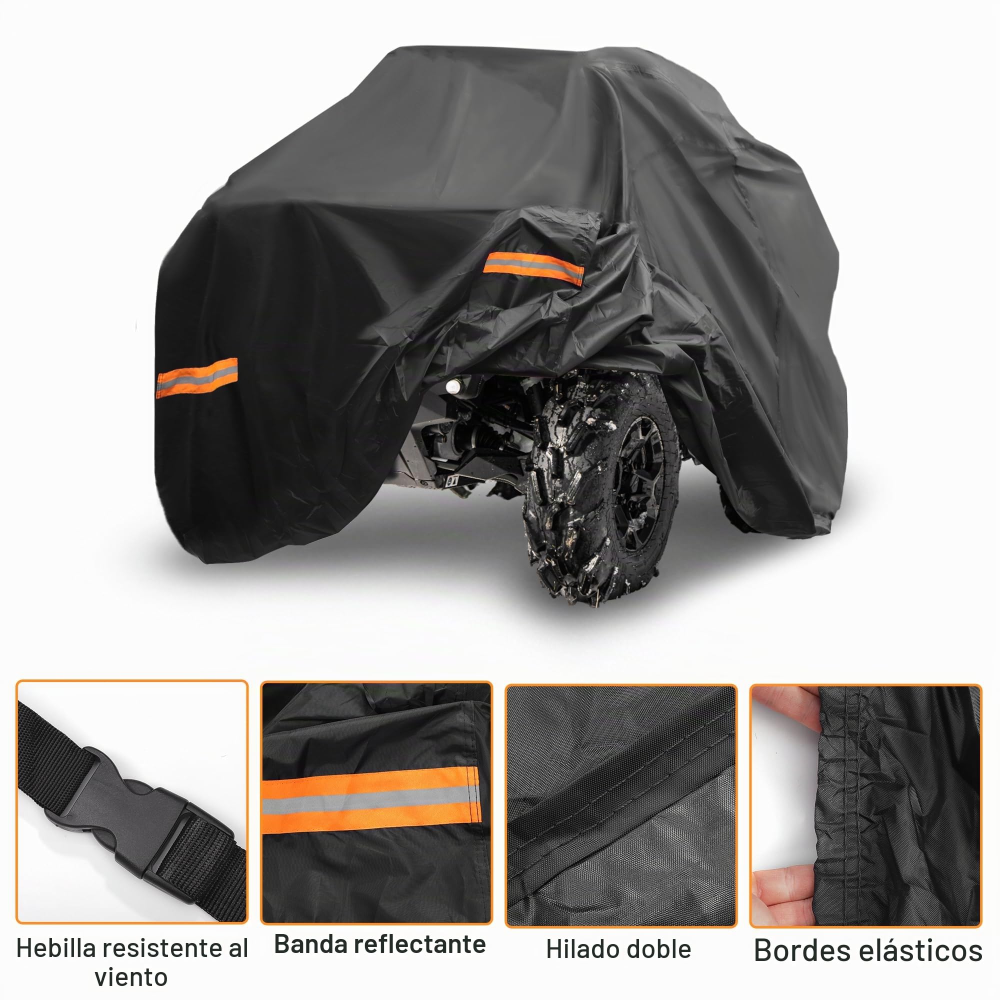 QUARKZMAN Funda Impermeable para Can-Am Outlander MAX XT 1Pc | Negro, 210D-Pu, 240X122X135Cm, Impermeable, Protección Solar, Para Can-Am Outlander Max Dps, Max Xt-P, Max Limited
