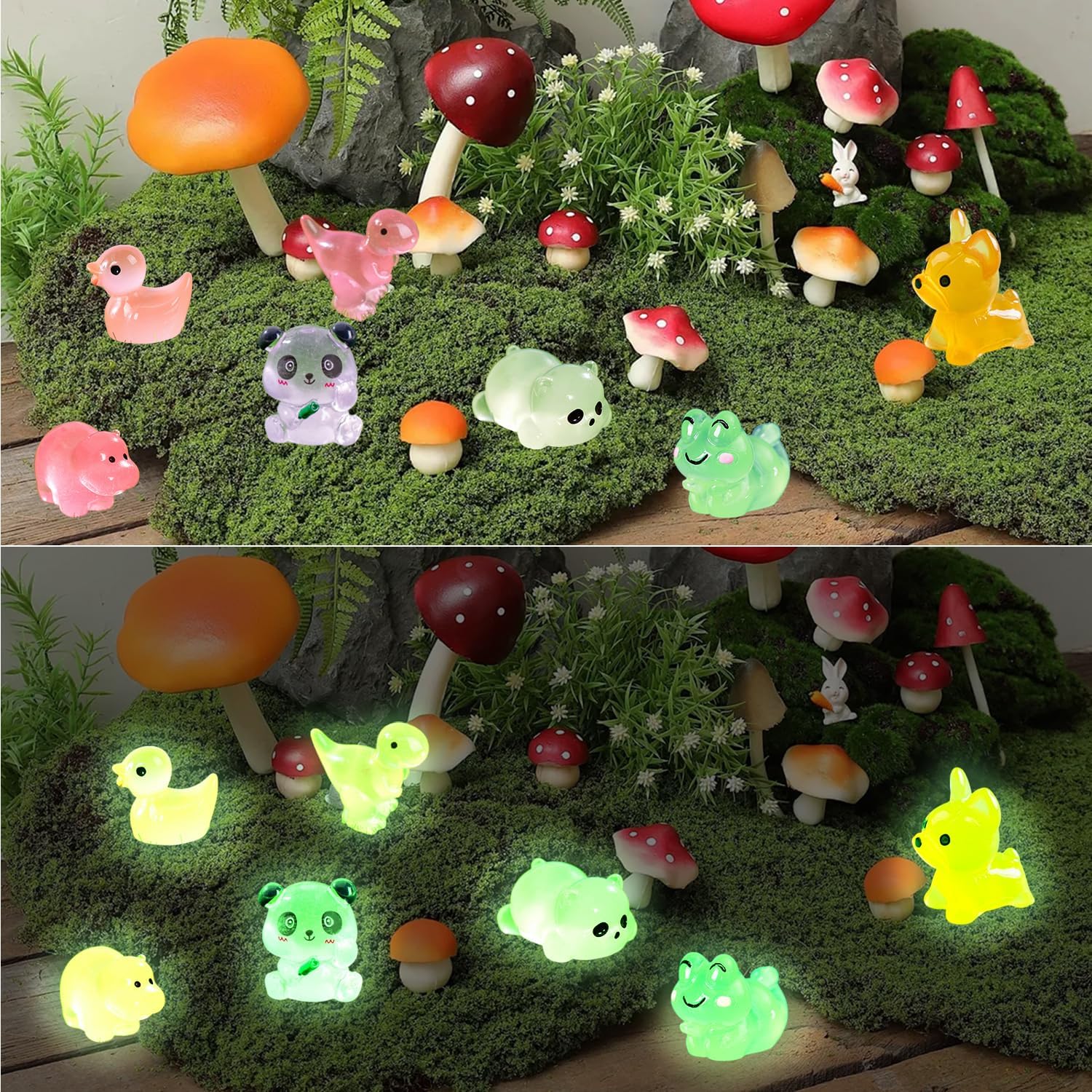 120 Pcs Mini Resin Animals, Miniature Resin Animals Glow in the Dark, Fairy Garden Miniature Moss Landscape - Image 2