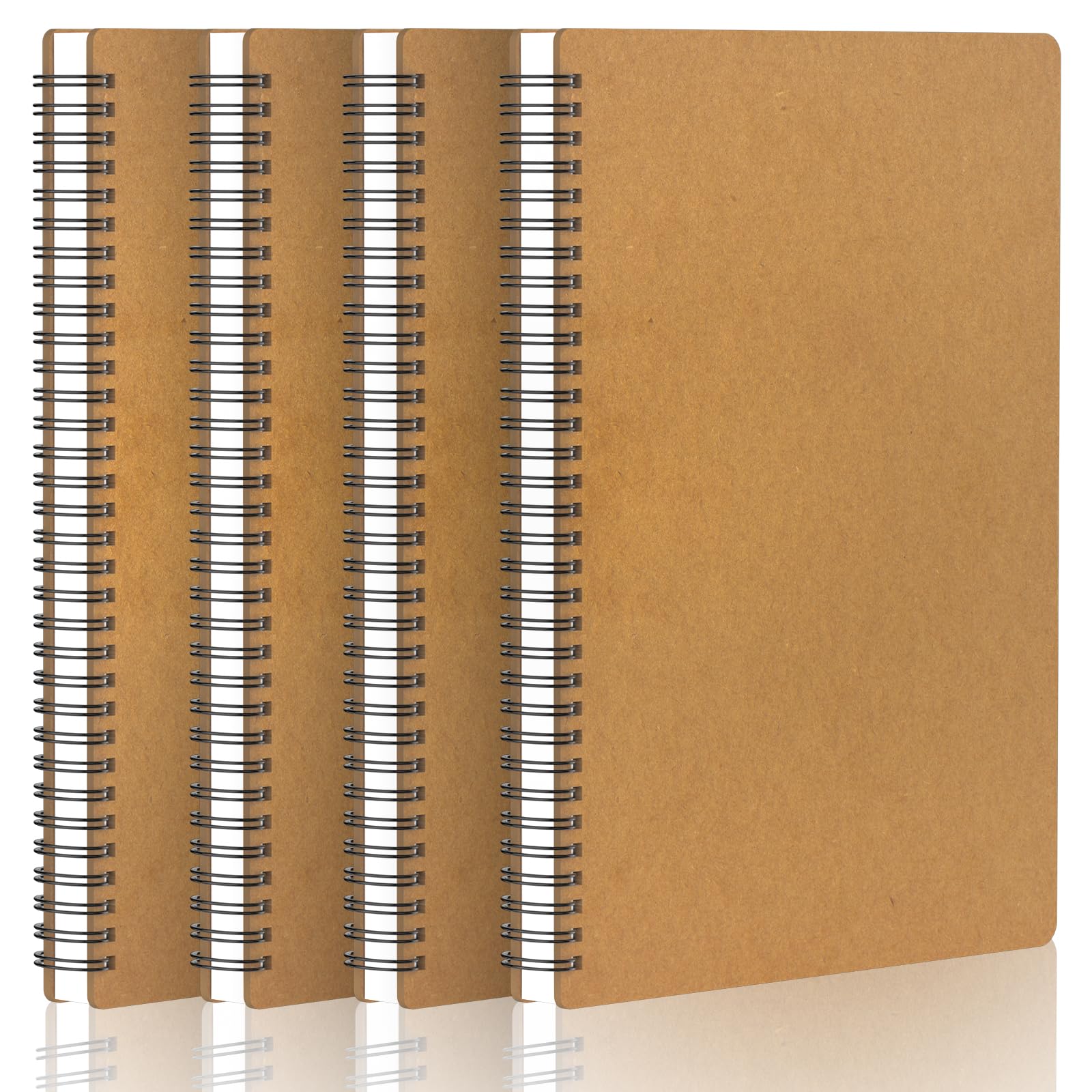 Yarotm Libreta Punteado A4 - Pack 4 Cuadernos de Cuadrícula en Espiral - 100GSM Bloc de Notas Dot Grid 5x5 mm - Cuaderno de Notas Kraft de Tapa Blanda para Viajar Dibujo Diario Escribir