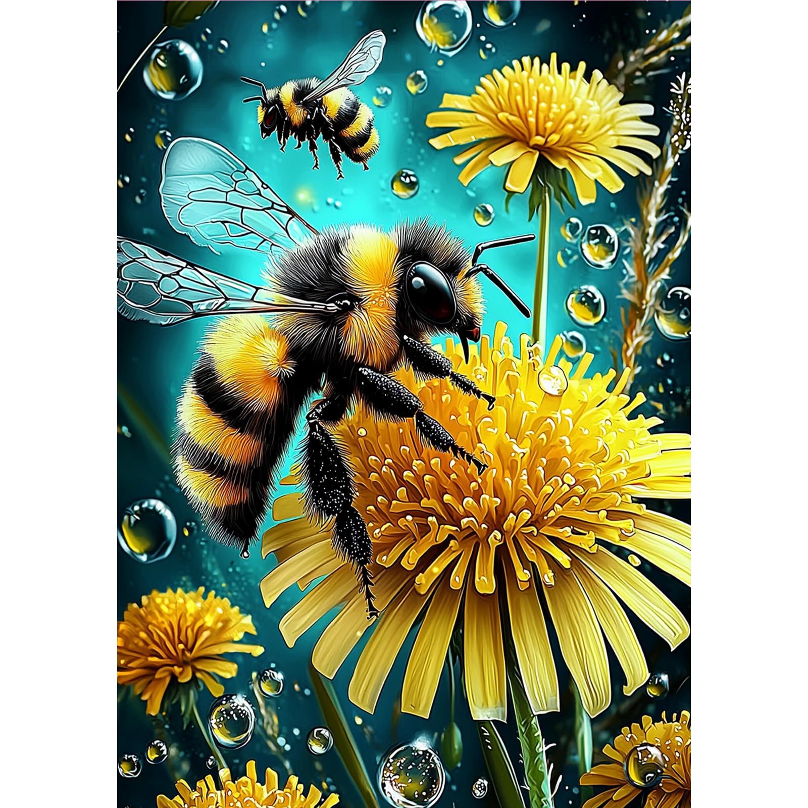 MOGTAA Bee Diamond Art Painting Kits for Adults Flowers DIY 5D Diamond Painting Kits for Beginners Full Drill Diamond Dots Crystal Craft Kits for Home Decor Gifts 30x40 cm
