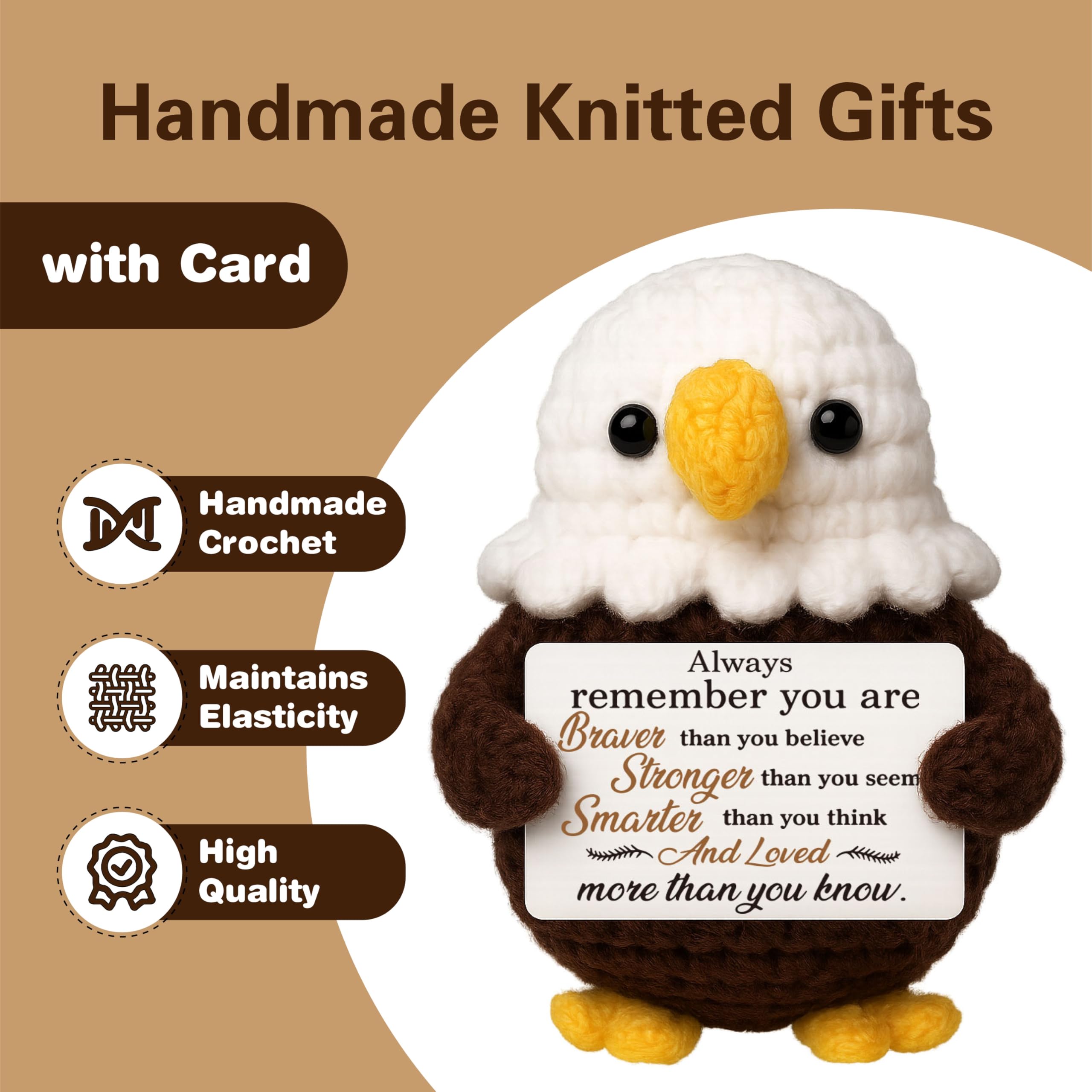 Graduation Gifts Positive Crochet Bald Eagle - Eagle Scout Gifts - Thinking of You Desk Decor