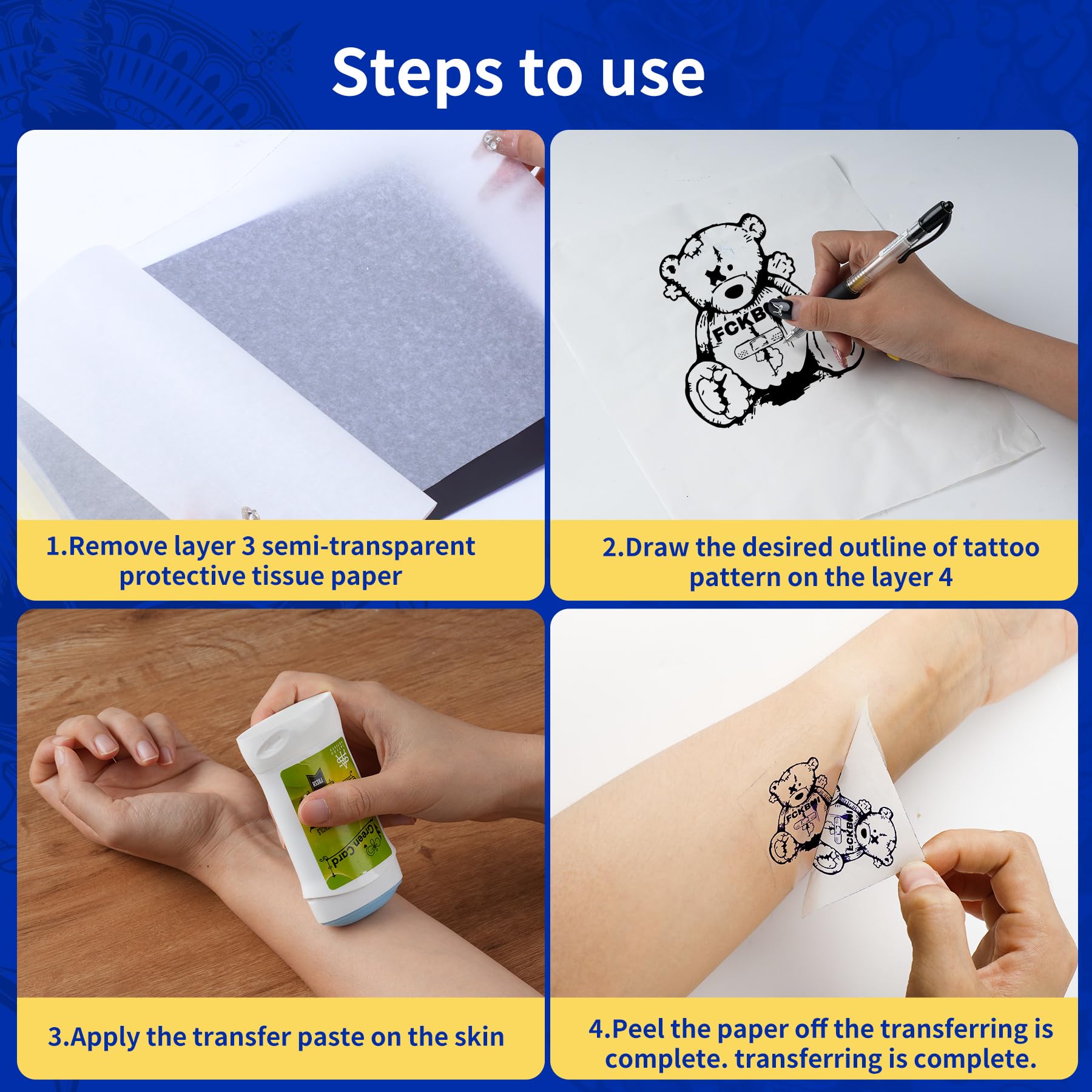 Tattmuse 35 Sheet 4 Layers Stencil Paper for Tattooing Tattoo Paper Transfer Printable for Tattoo Thermal Transfer Paper for Tattooing Stencil Paper Sheets - Image 4