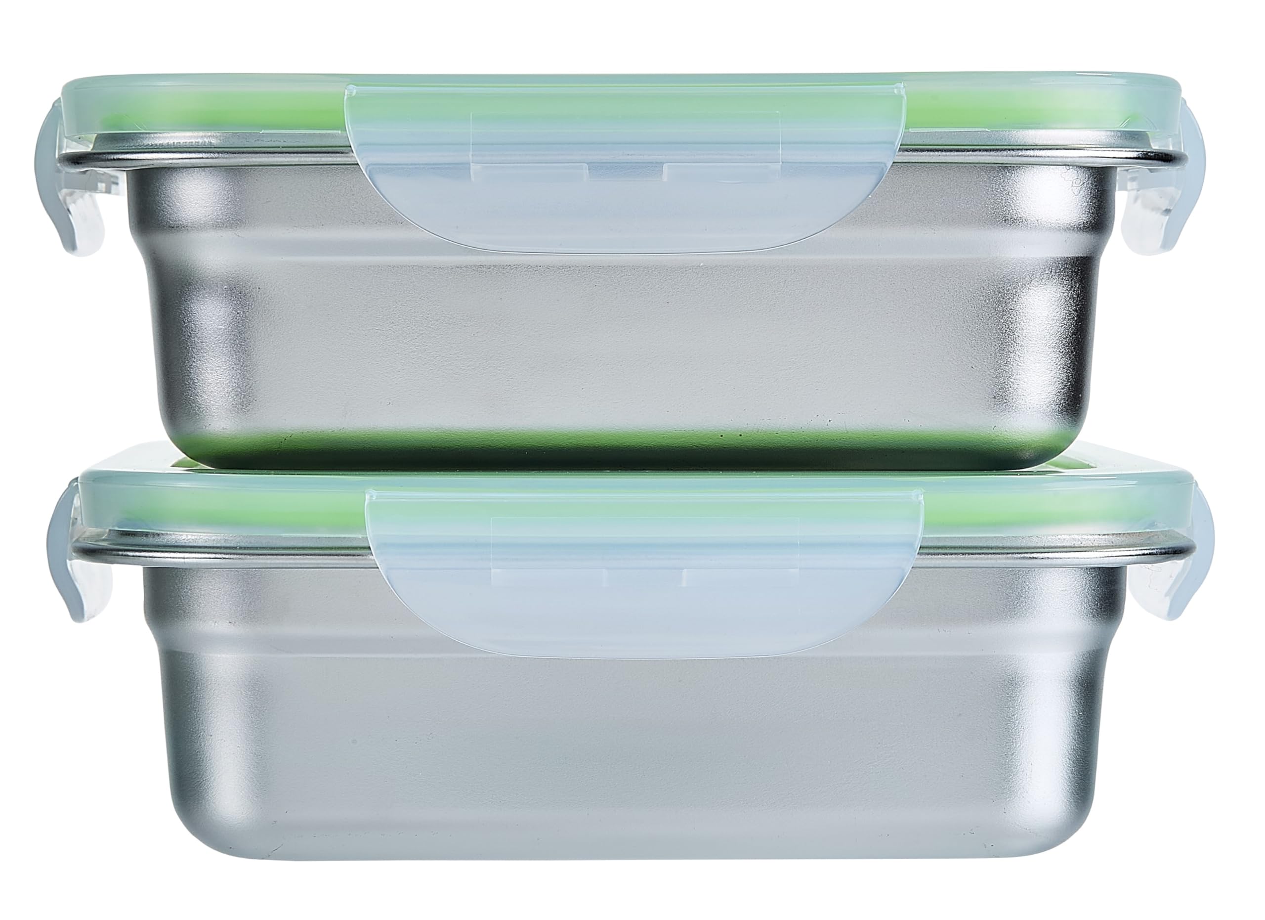 Set of 2 Stainless Steel Sandwich Containers - Food Grade Stainless Steel Metal Base plus a BPA Free, Lock Tight BPA Free Lid with Airtight Silicone Seal. Great for Sandwiches and Snacks