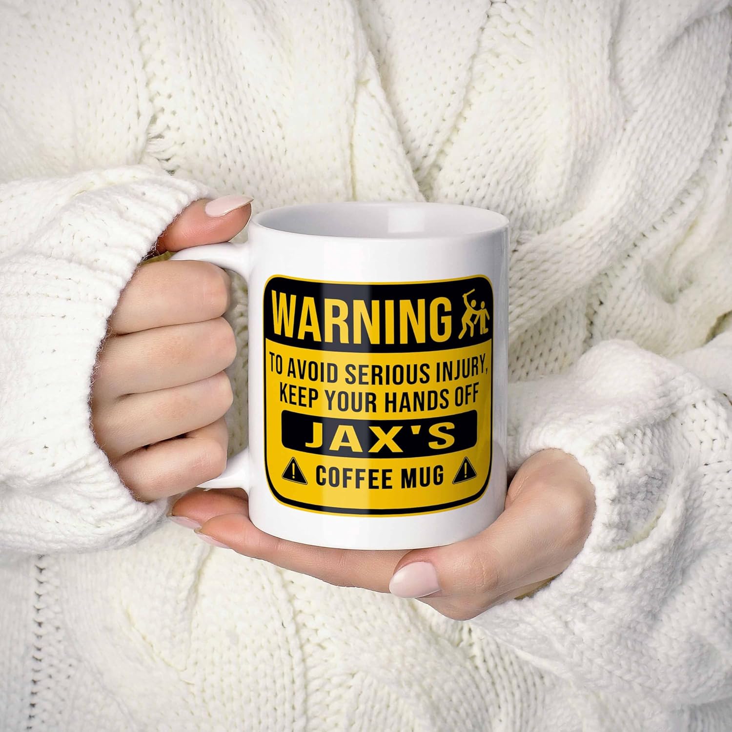 Jax Name Gift. Funny Personalized Warning Hands Off Coffee Mug For Men, Women, Friends, Coworkers. 11 Ounces. - Image 2