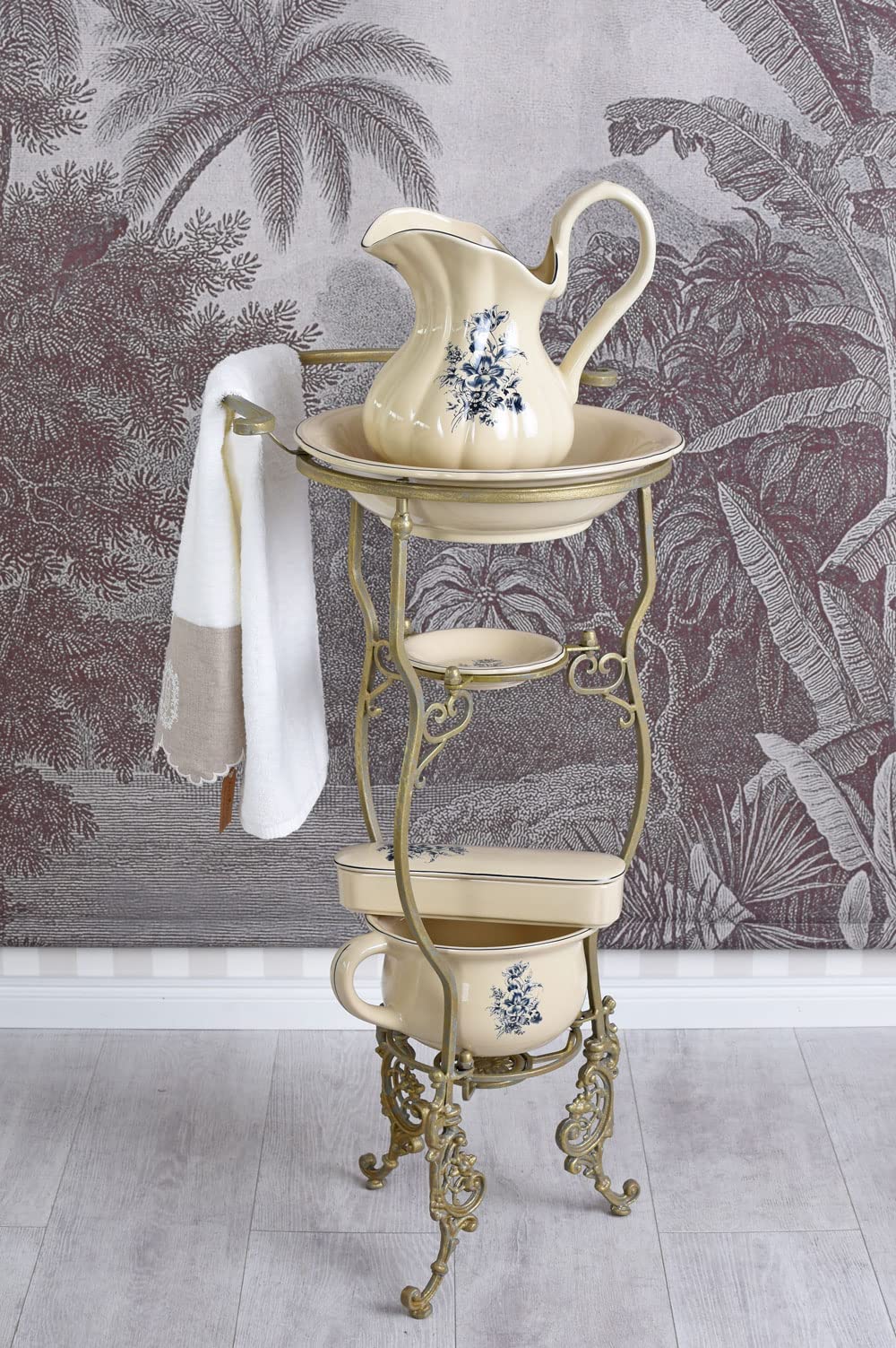 Juego para Lavarse con Soporte Antiguo Lavabo Lavamanos Palangana Jarra Antiguo Porcelana lup048 Palazzo Exclusivo