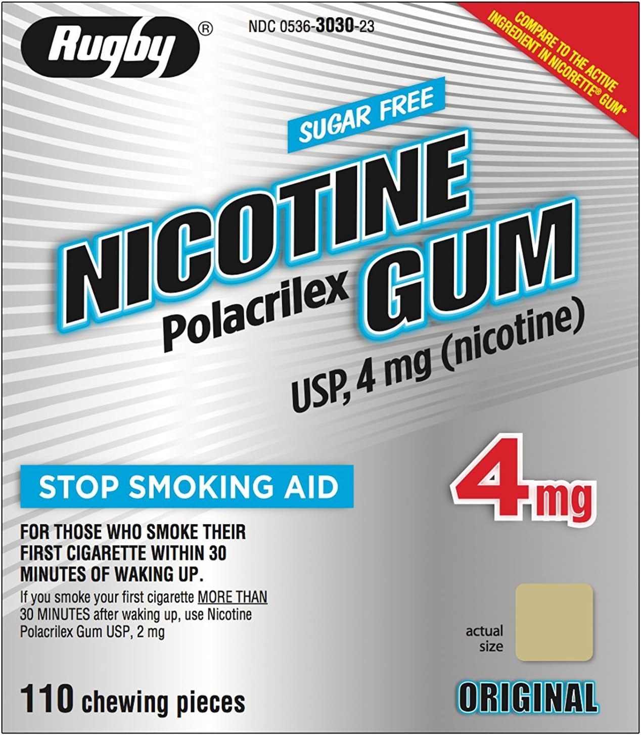 Rugby Nicotine Polacrilex Gum USP 4 mg 110 Each - Buy Packs and Save (Pack of 3)