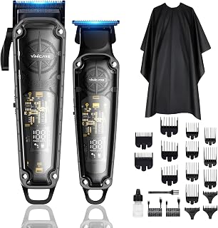 Yinicare Professional Cordless Hair Clippers for Men - Barber Kit with Zero Gap T-Blade Trimmer, Guards for Fades, Buzz Cuts & Beard Trims