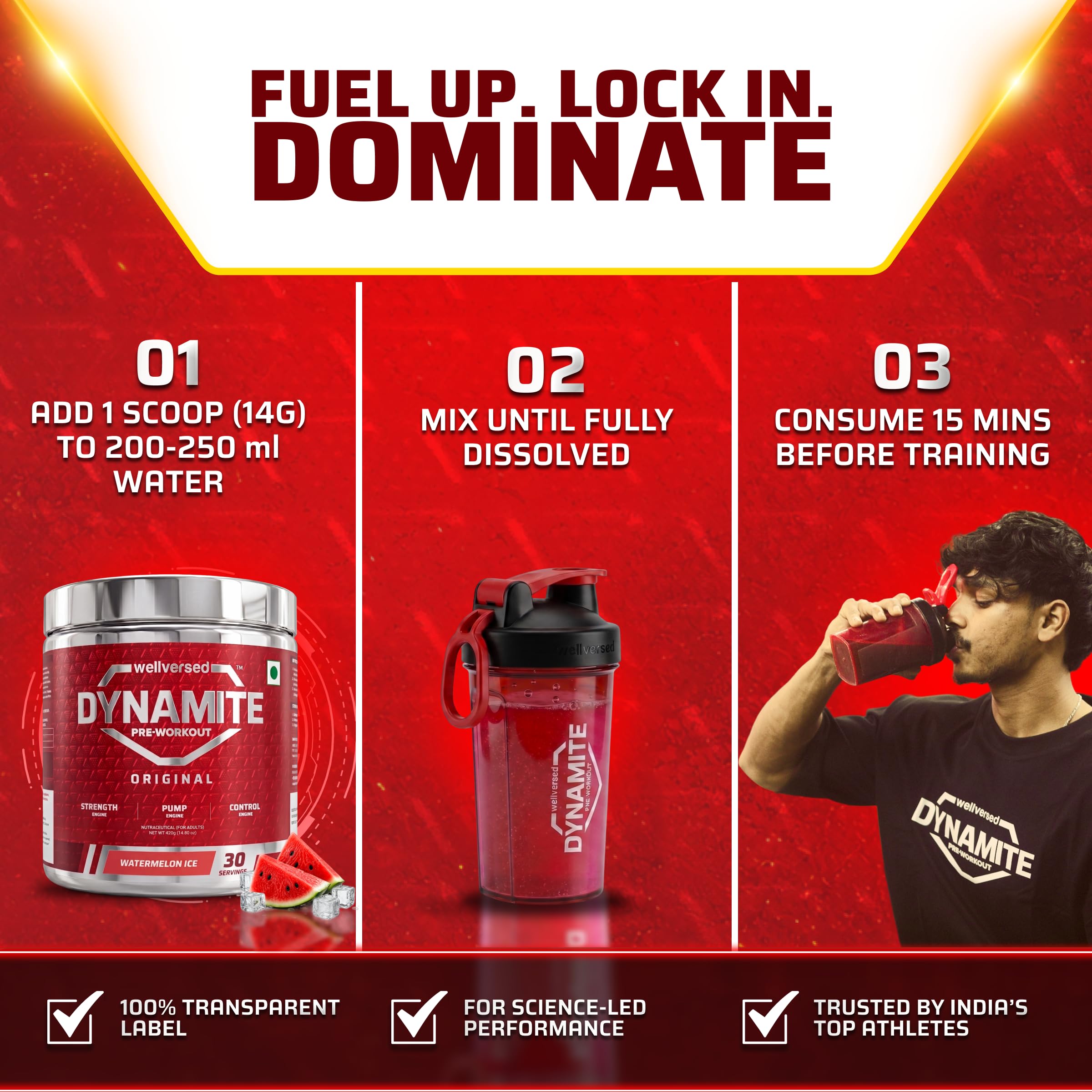 Dynamite Original Pre Workout For Men, Watermelon Ice, 30 Servings 3