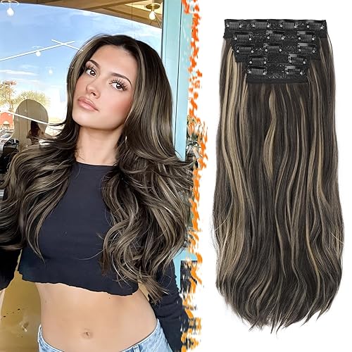 BARSDAR Highlight Hair Extensions Clip ins - 20 Inch Soft