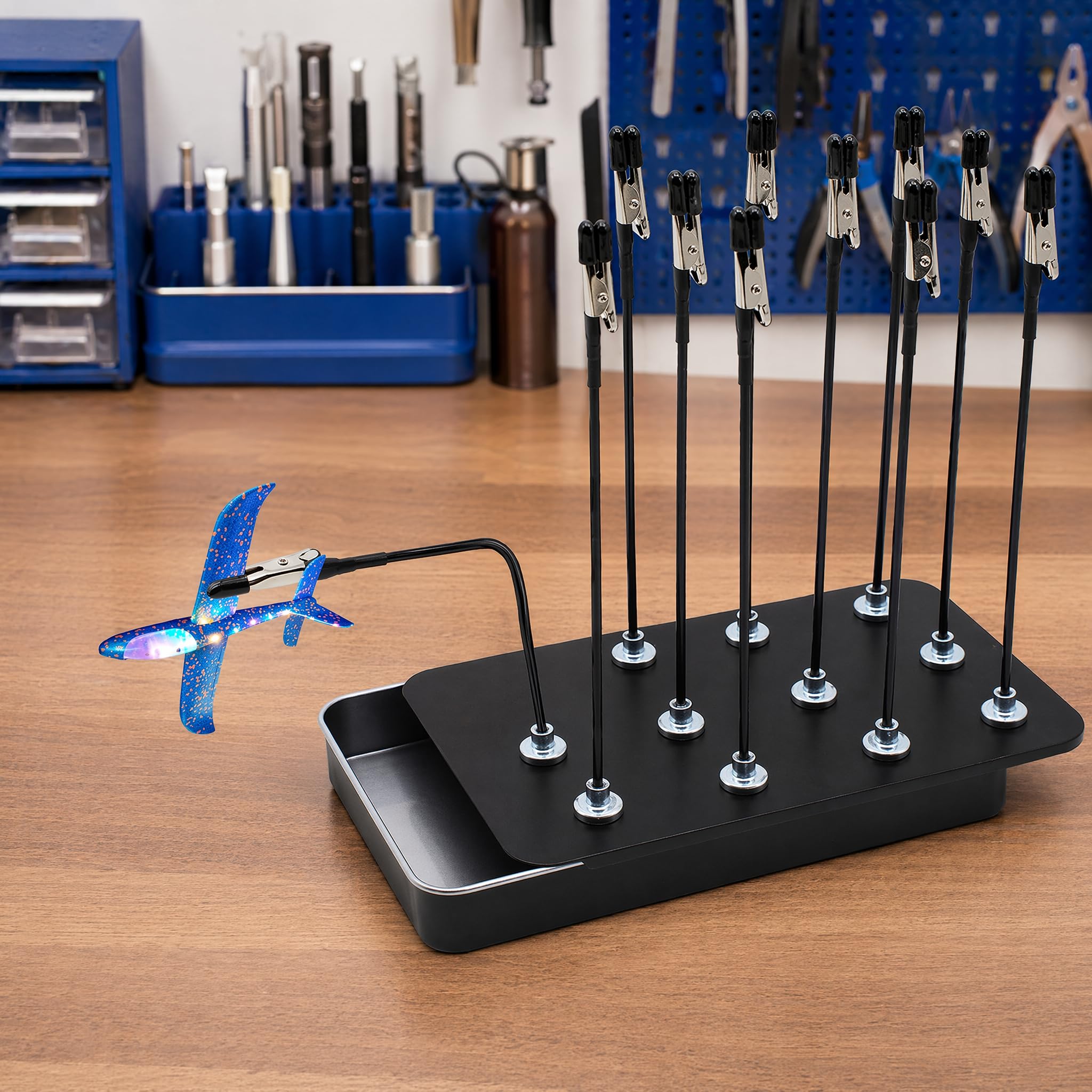12 PCS Modelling Tools Stand Base Holder Kit, Waoferfio Paint Station with Magnetic Bendable Alligator Clip Sticks Set, Adjustable Modeling Tools & Model Making Tools for Airbrushing, Miniatures