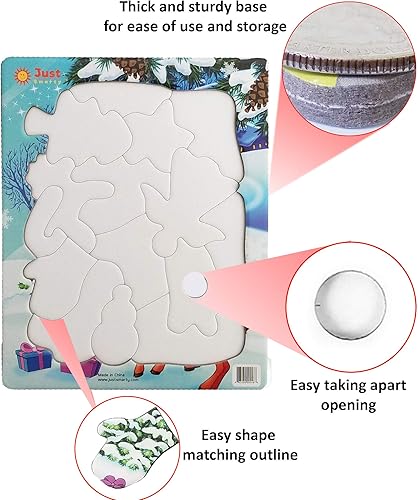 Miniatura 4 de Just Smarty Rompecabezas de Navidad preescolar para niños de 3 a 5 años, juego de 2  Divertidas formas de 13 y 15 piezas rompecabezas de Santa con