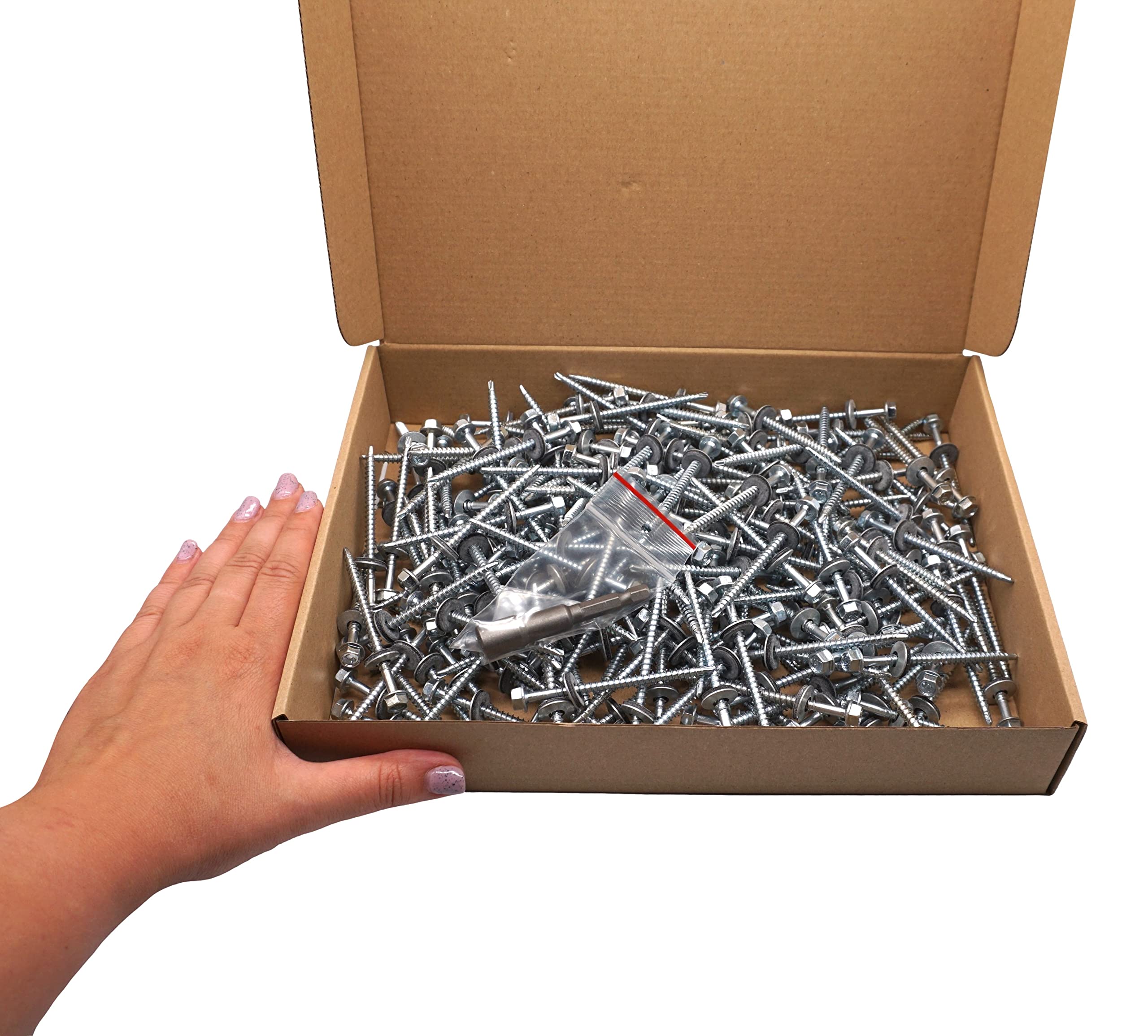 SKIR'CO Lot de 200 vis autoforeuses galvanisées pour toiture - 4,8 x 70 mm - Avec rondelles d'étanchéité EPDM
