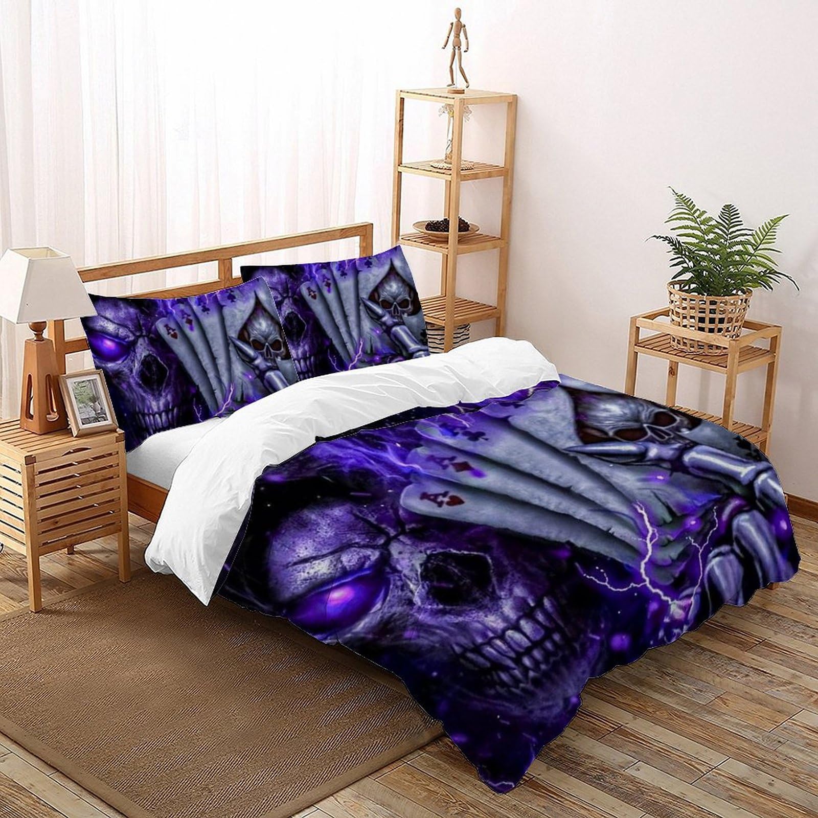 Crâne Violet Housse de Couette pour Chambre Ado et Adulte Style Gothique