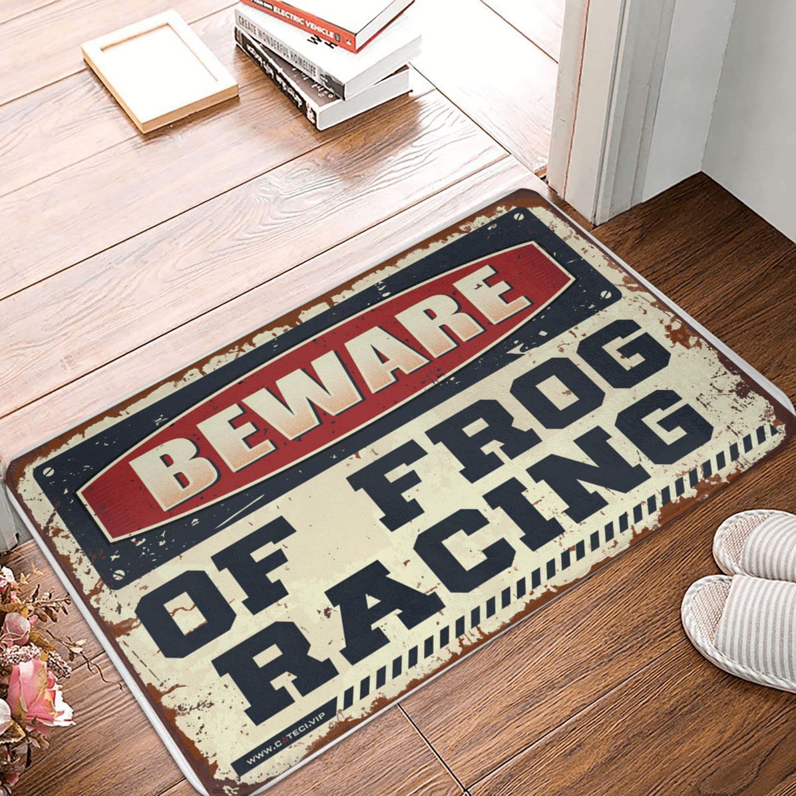 Paillasson d'été Frog Racing Dsoluuing tapis de porte décoration bar maison 65x90 cm