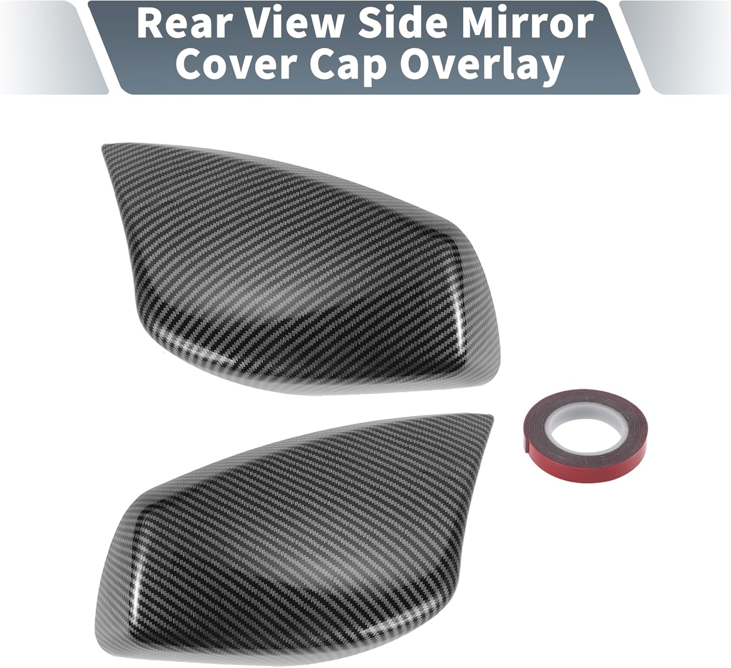 X AUTOHAUX Pair Car Rear View Driver Passenger Side Mirror Cover Cap Overlay Black Carbon Fiber for BMW E60 E61 E63 E64 03-07 Mirror Guard Covers Exterior Trims