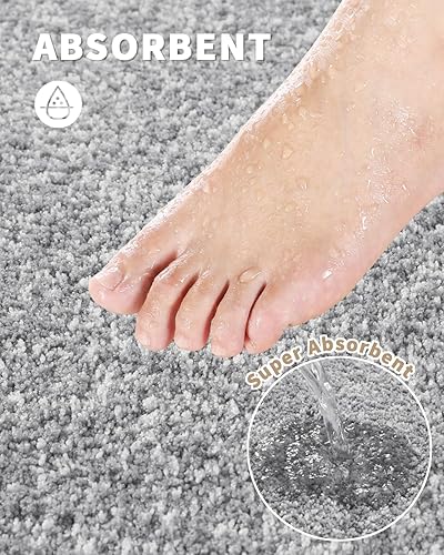 Miniatura 6 de Yimobra Alfombras de baño, extra suaves y cómodas, antideslizantes, absorbentes de agua y gruesas, lavables a máquina, alfombras peludas para ducha