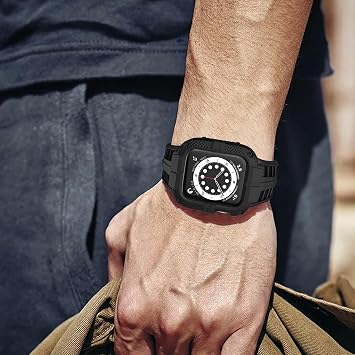 Rugged Watch band Compatible with Apple Watch Series 9 Band for 41mm 40mm 38mm SE 9/8/7/6/5/4/3 for Men Women (41mm/40mm/38mm, Black)