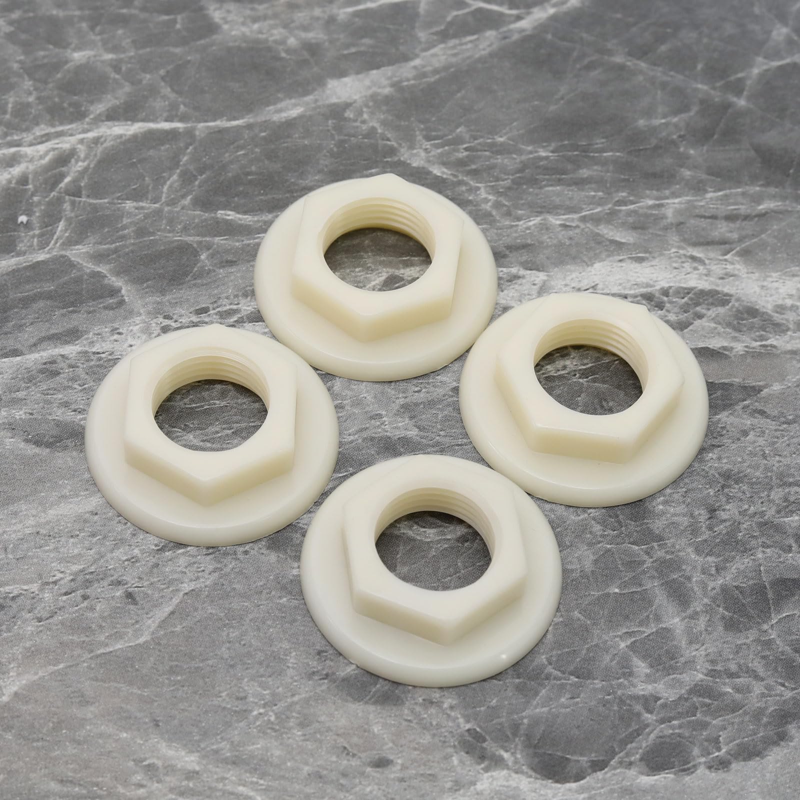 EMSea 4 Piezas Tuerca Trasera Grifo de Fregadero 1/2 "BSP Tuercas Traseras Plástico Accesorios Grifos de Lavabo Baño Mezcladores Tuercas Traseras con Bridas Redonda Herramientas Hogar Color Blanco