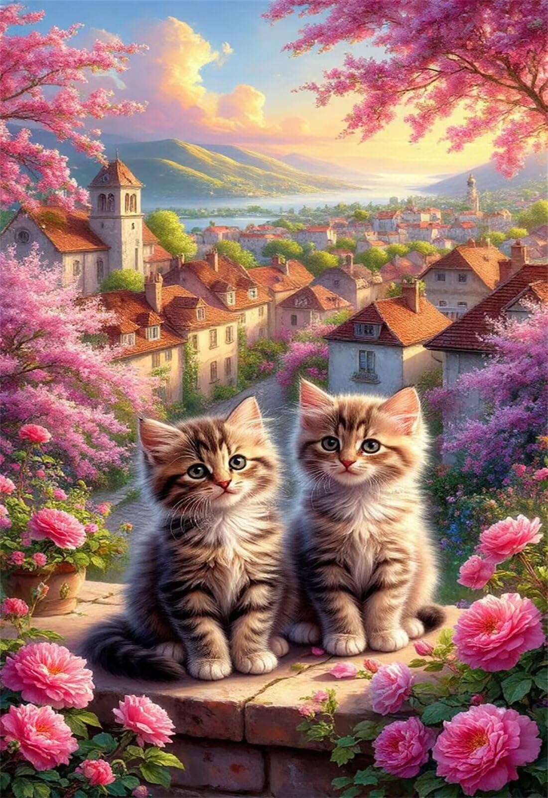 Puzzle 1200 Pezzi per Adulti Gatto Fiori Gioco Educativo Divertimento Impossible Difficile Puzzle per Adulti 1200 Pezzi 75 x 50 cm