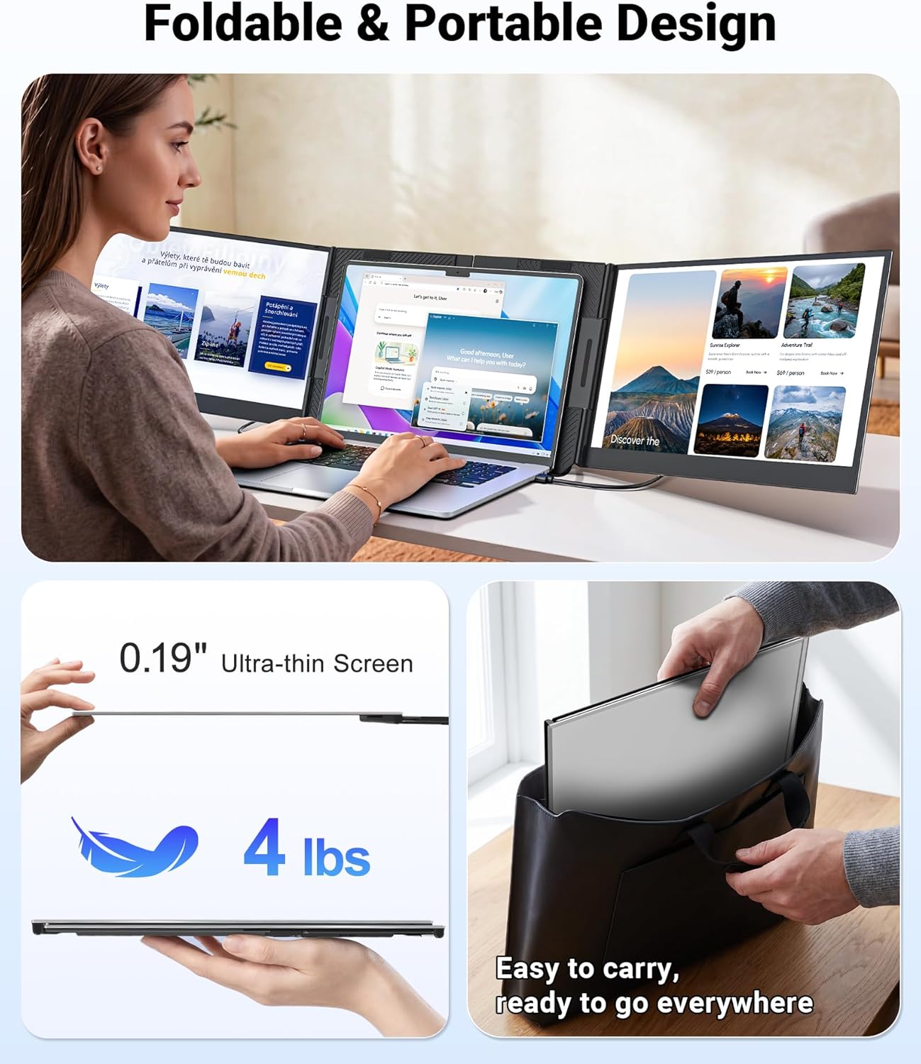 Synnov 15.6“ Laptop Screen Extender, 1080P FHD Ultra Light & Portable Triple Monitor for Laptops, Fit for 12"-17.3" Laptops, Plug & Play Travel Monitor Extender Compatible with Wins/MacOS/Chrome 6 81uWSiwZfmL. AC SL1500
