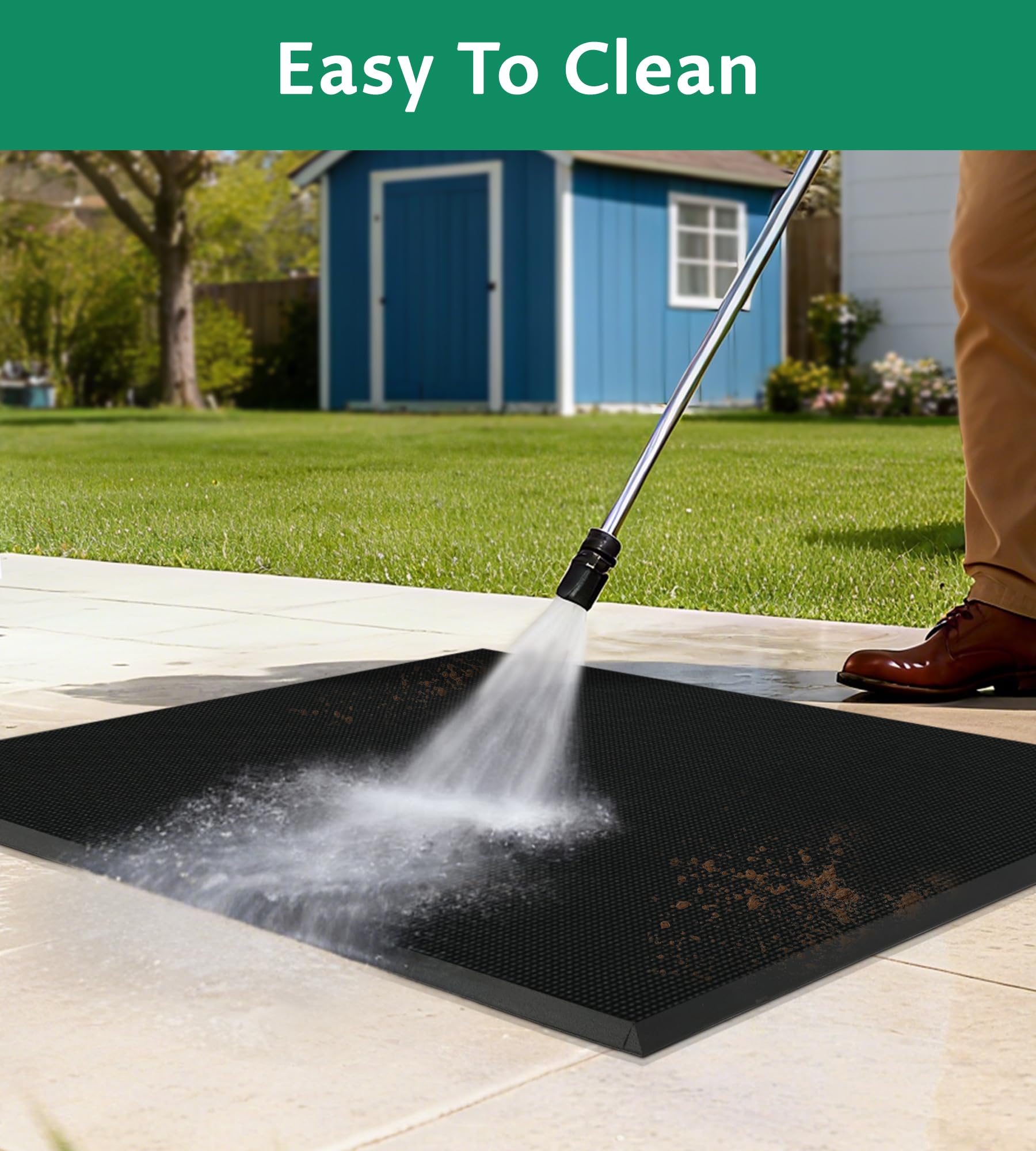 jxgzyy Schmutzfangmatte Fußmatte Außen Antirutschmatte Gummimatte Robust Fussmatte Aussen wasserdichte Türmatte Für Die Haustür, 80x100cm, Schwarz
