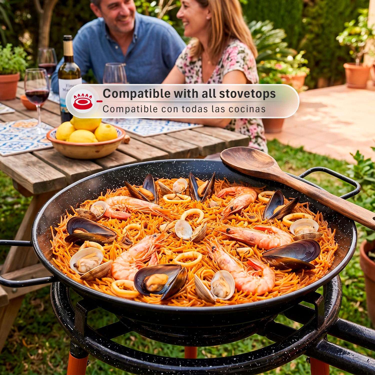 MageFesa Enameled Steel Paella Pan, 15 Inch by Magefesa