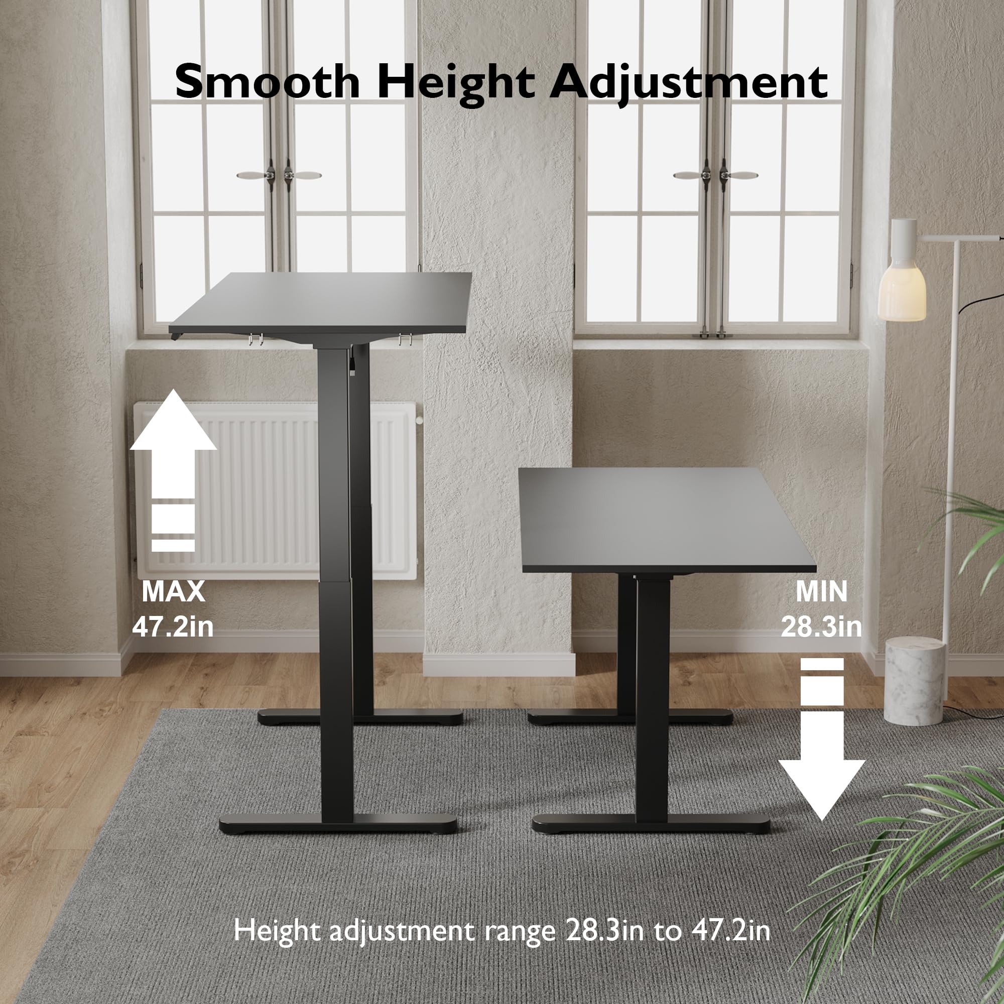 BONTEC Electric Standing Desk Frame Height Adjustable Sit Stand Desk Base Ergonomic Dual Motor — view 3