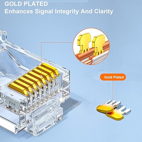 Miniatura 3 de PETECHTOOL Conector RJ45 CAT6 Paso de extremo a través de extremos Ethernet Cat6 Enchufe modular 8P8C para cable Ethernet UTP sólido o trenzado