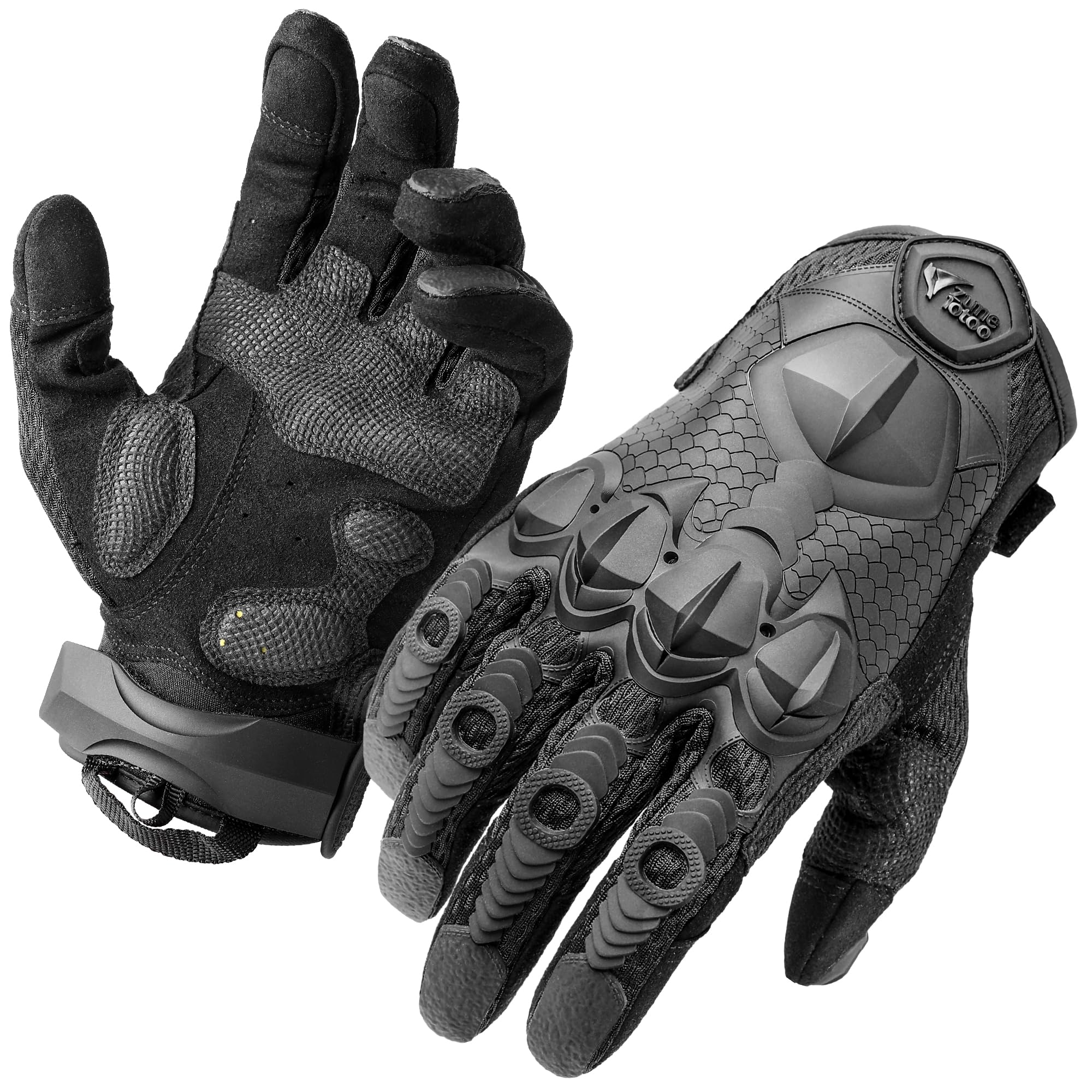 Zune Lotoo Gants Tactiques Militaire pour Homme, Gants de Moto à Écran Tactile en Matériau TPR Résistant aux Chocs avec Coussinets de Paume XRD pour Airsoft Paintball Motocross Escalade Course