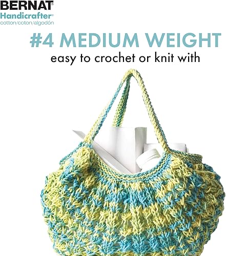 Miniatura 4 de Bernat Handicrafter - Ovillo de algodón para playa de bola grande, color azul, paquete de 2 unidades de 12 onzas, algodón, 4 medianos (peinado), 608