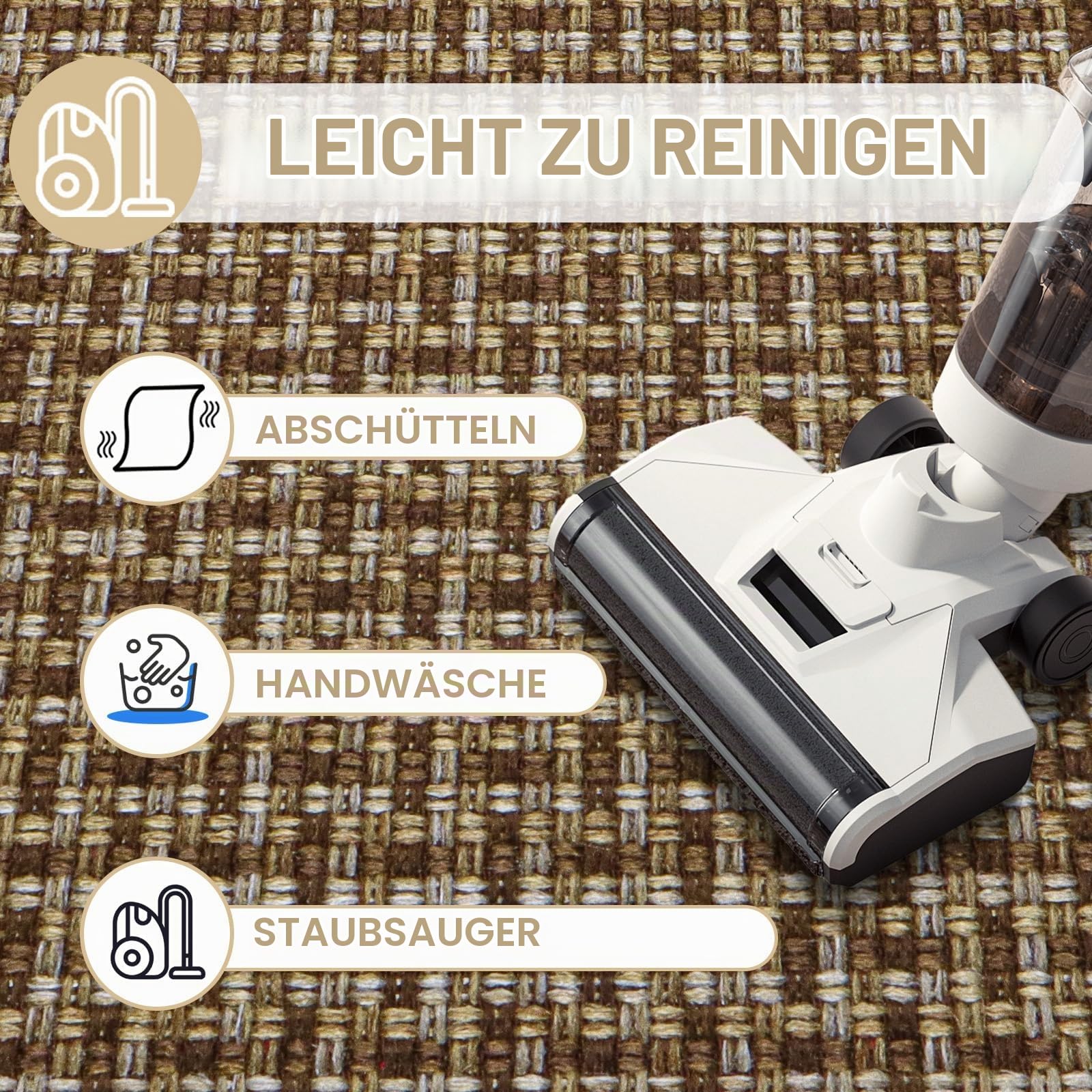 LEKEEPGO Fussmatte Innen 60x90cm, rutschfest Fußmatten, Waschbar Schmutzfangmatte Innen, Dünn Eingangsteppich, Türmatte Saugstarke Fußabtreter, Teppich für Eingang, Haustür, Außen, Braun