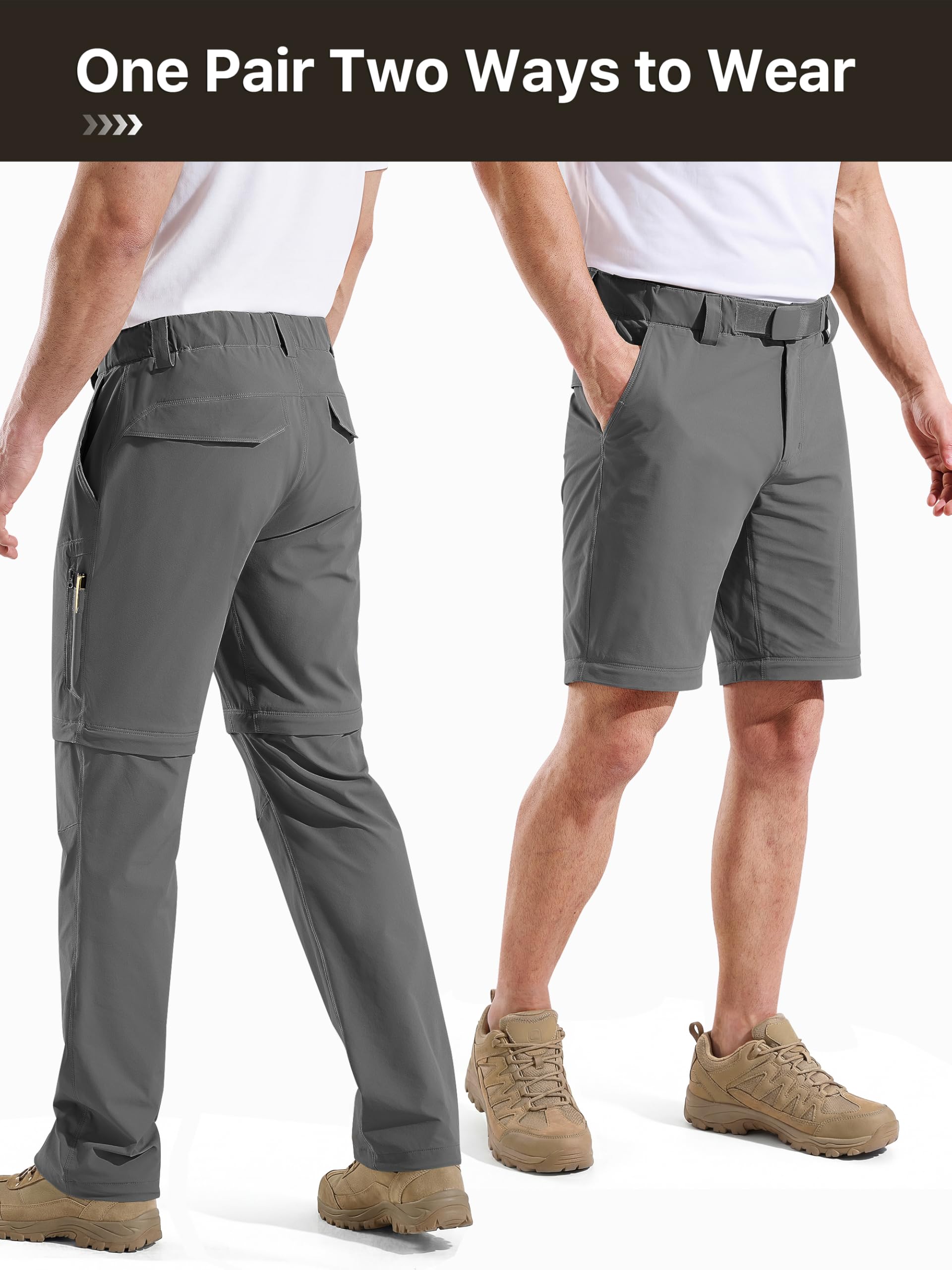 FREE SOLDIER Pantaloni Convertibili da Trekking da Uomo, Leggeri, a Rapida Asciugatura, Pesca, con Cerniera e Cintura