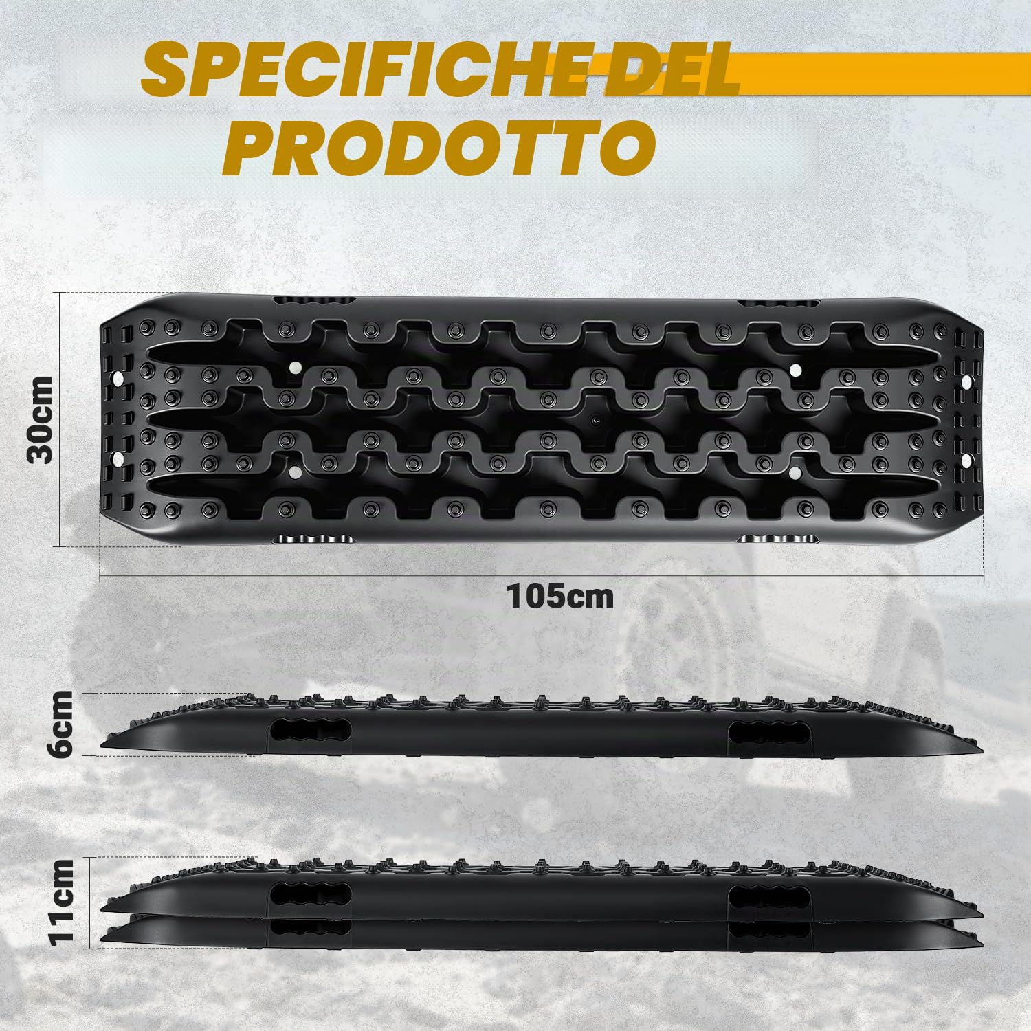 Herrselsam 2 Pezzi di lamiere di Sabbia Fuoristrada, Tappetino di trazione in plastica, con Custodia e Strumento di Installazione, carico 10T per Fuoristrada, Camper, Auto, Camion