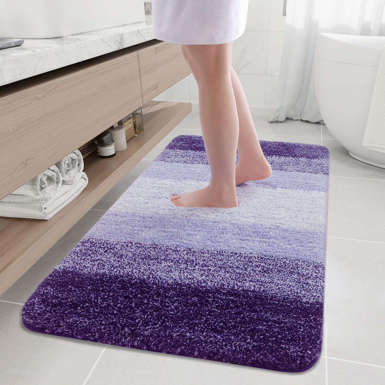 BASRETY I Love Burlington - Alfombra de baño suave, acogedora y absorbente, alfombra de baño antideslizante para puerta de baño, ducha y bañera, 24 x 16 pulgadas, alfombra de baño