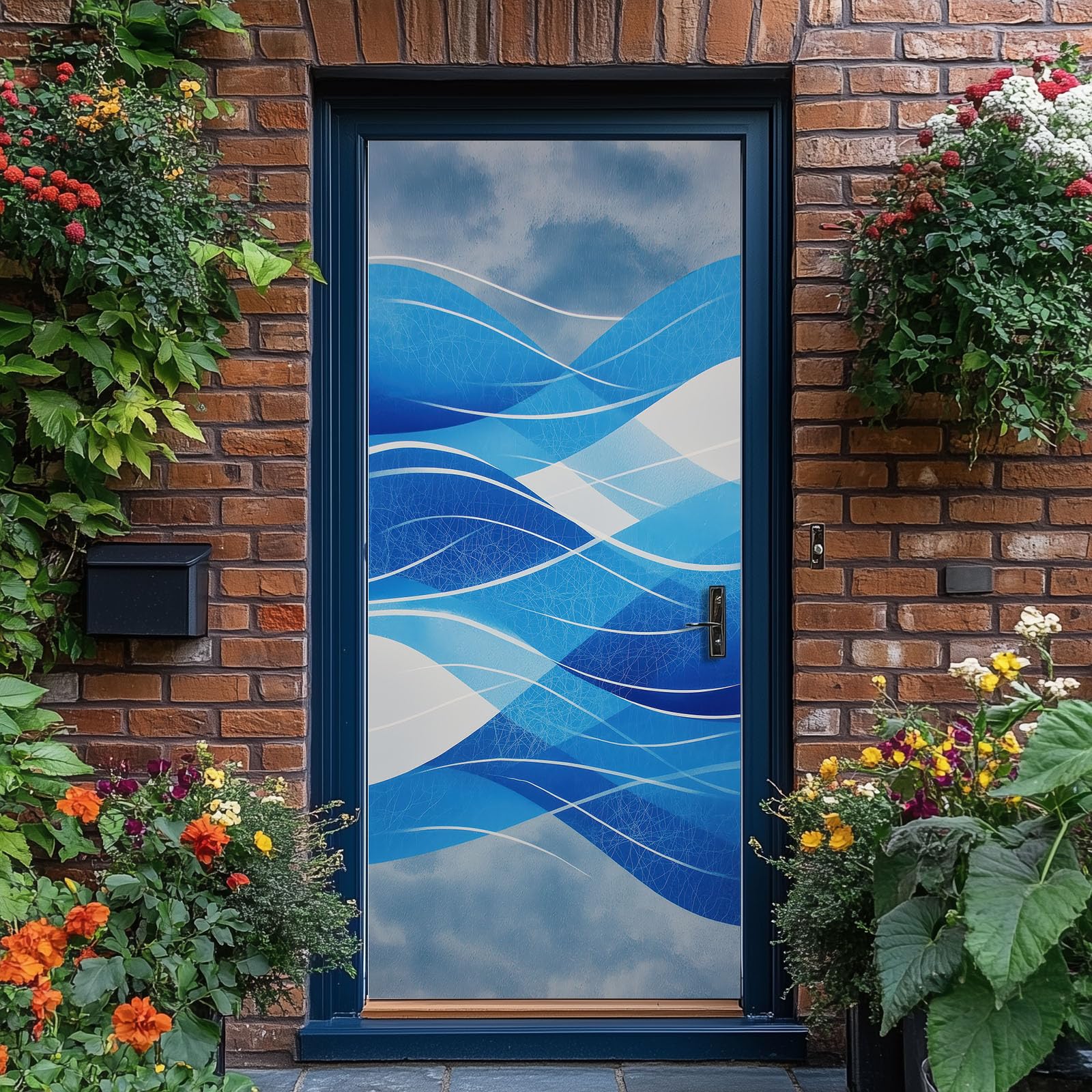 Abstracto Rayas 3D Autoadhesivas Pegatinas para Puerta 95 x 215 cm - Vinilo para Puerta Papel Pintado Pared Graduado Líneas Diseño Cartel Puerta Extraíble Papel Pintado Decoración para Dormitorio