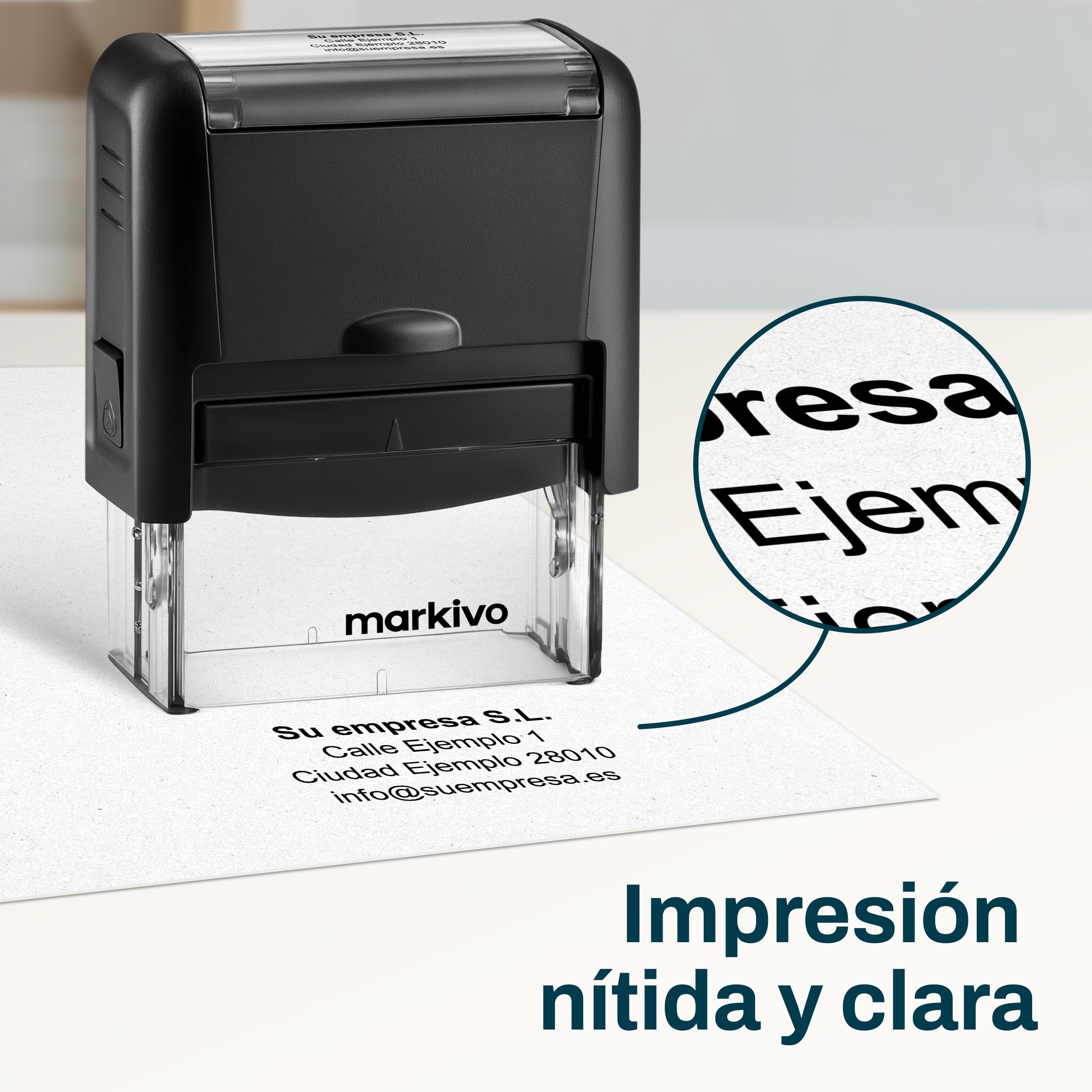 Sello Personalizado 47×18 mm para Empresas, Oficinas y Médicos – Negro (M)