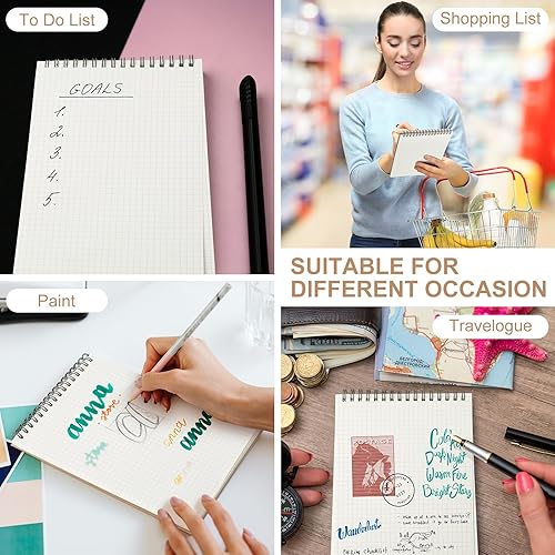 Miniatura 7 de Engrowtic Paquete de 12 bloc de notas de papel cuadriculado A5, bloc de notas encuadernado con alambre, bloc de notas de esteno, bloc de notas de