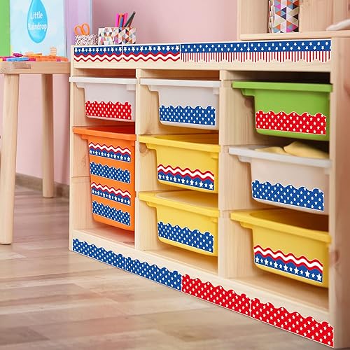 Miniatura 6 de Waline - Calcomanías autoadhesivas para tablón de anuncios, 4 de julio, 4 diseños, calcomanías autoadhesivas para el borde de la bandera