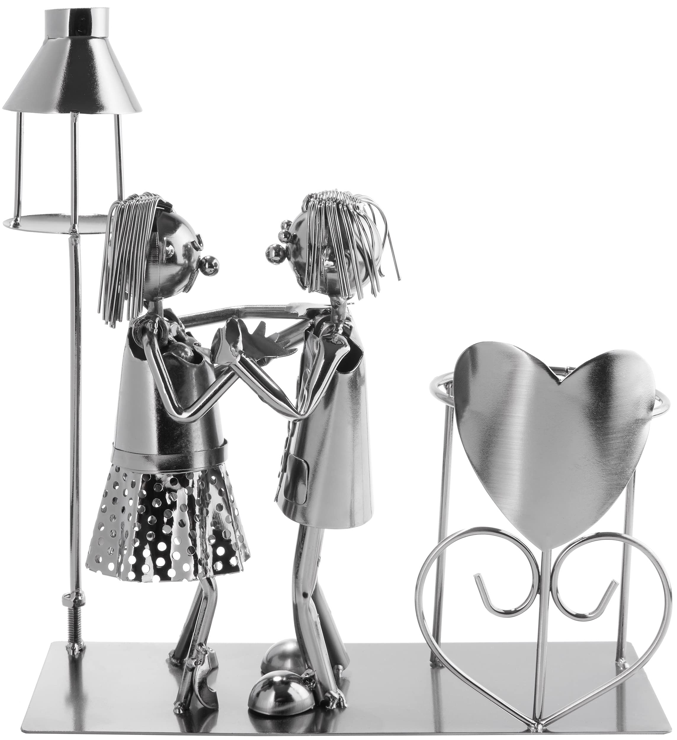 BRUBAKER Portabotellas de Vino con Farol para Candelita - Escultura Metálica Portabotellas 26,5 cm Regalo de Vino
