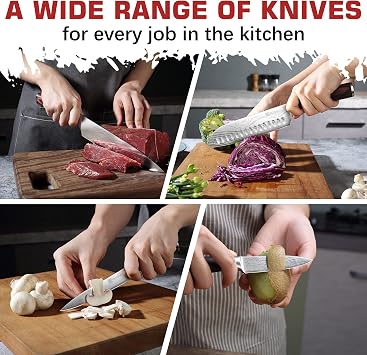 PAUDIN 5 Pcs Kitchen Knife Set and Cleaver Knife