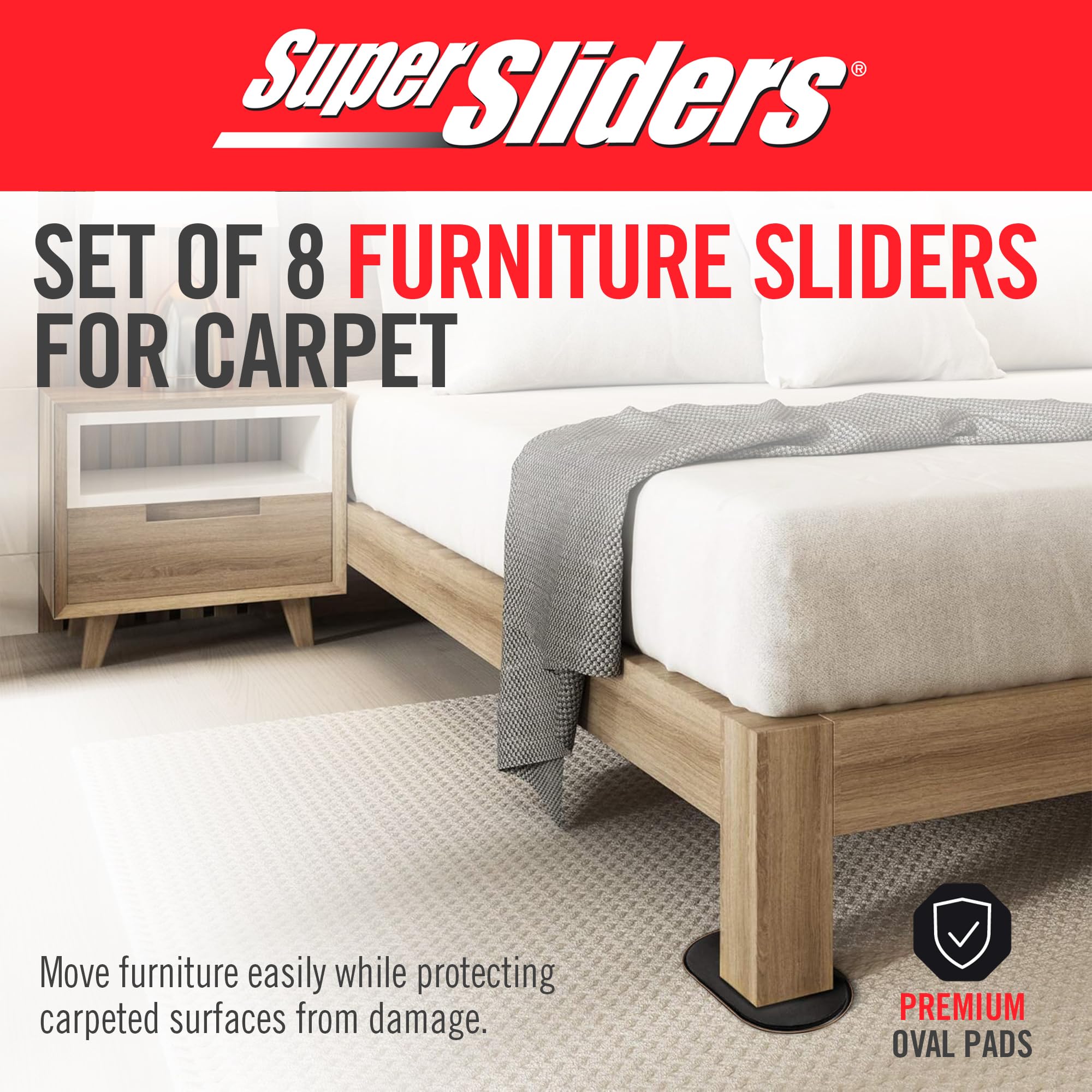 Super Sliders 4704295N 8,9 x 15,2 cm Möbelgleiter, beige, 3-1/2 x 6 Inch Oval