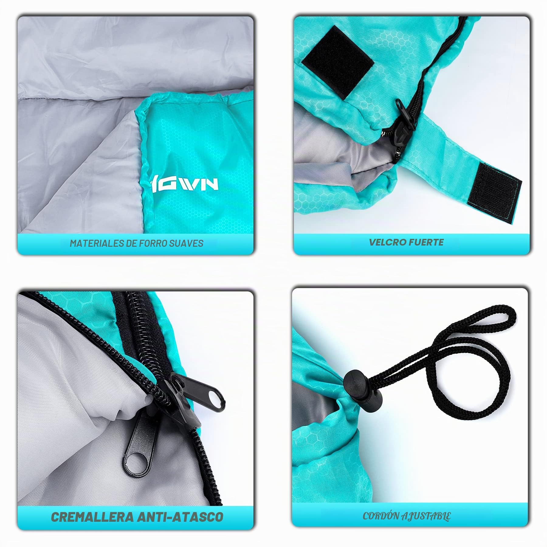 Saco de Dormir Adulto Niños Ultraligero Compacto 4 Estaciones Impermeable Camping Senderismo