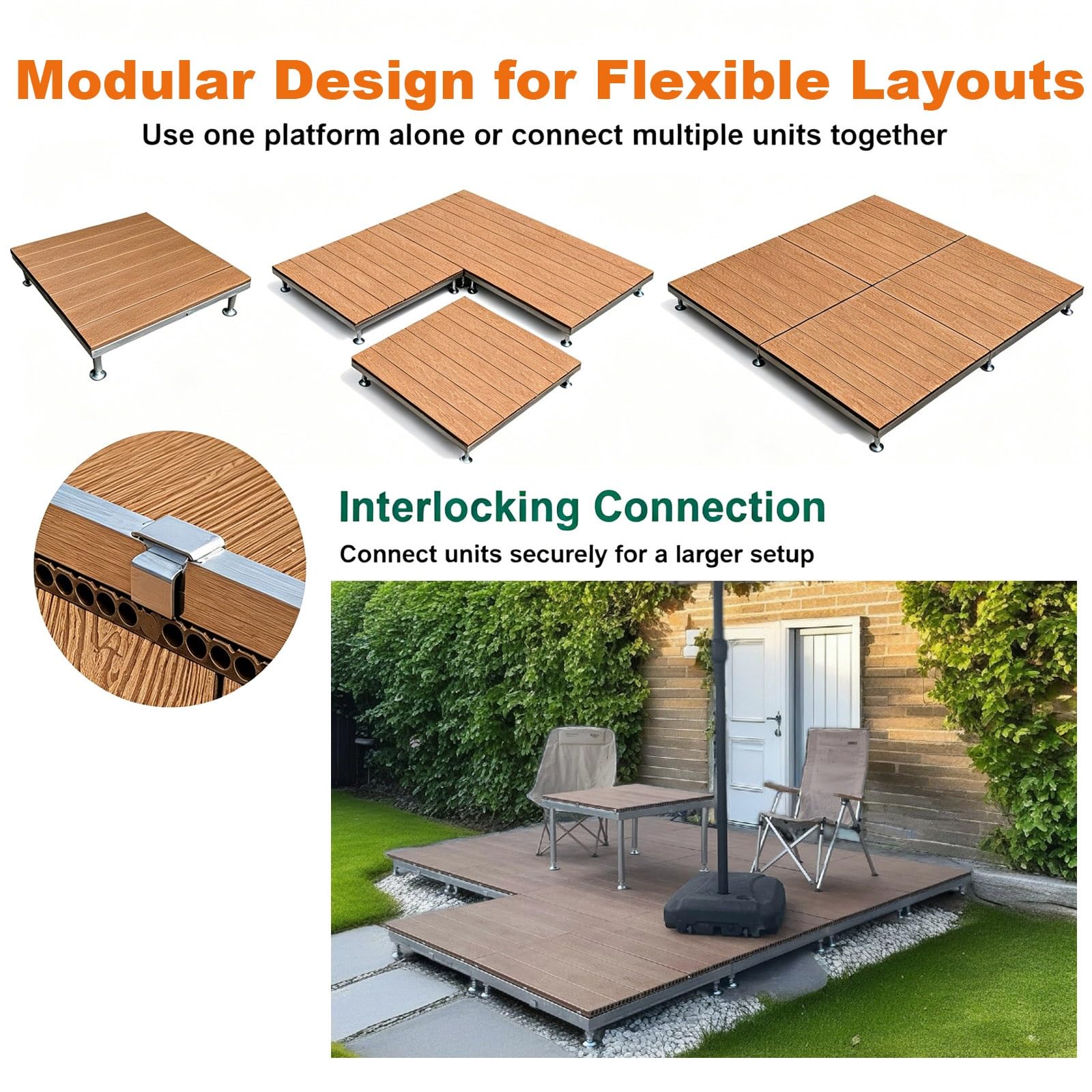 Modulare Outdoor Terrassenplattform WPC Fliesen Wetterfest Terrassenplatten