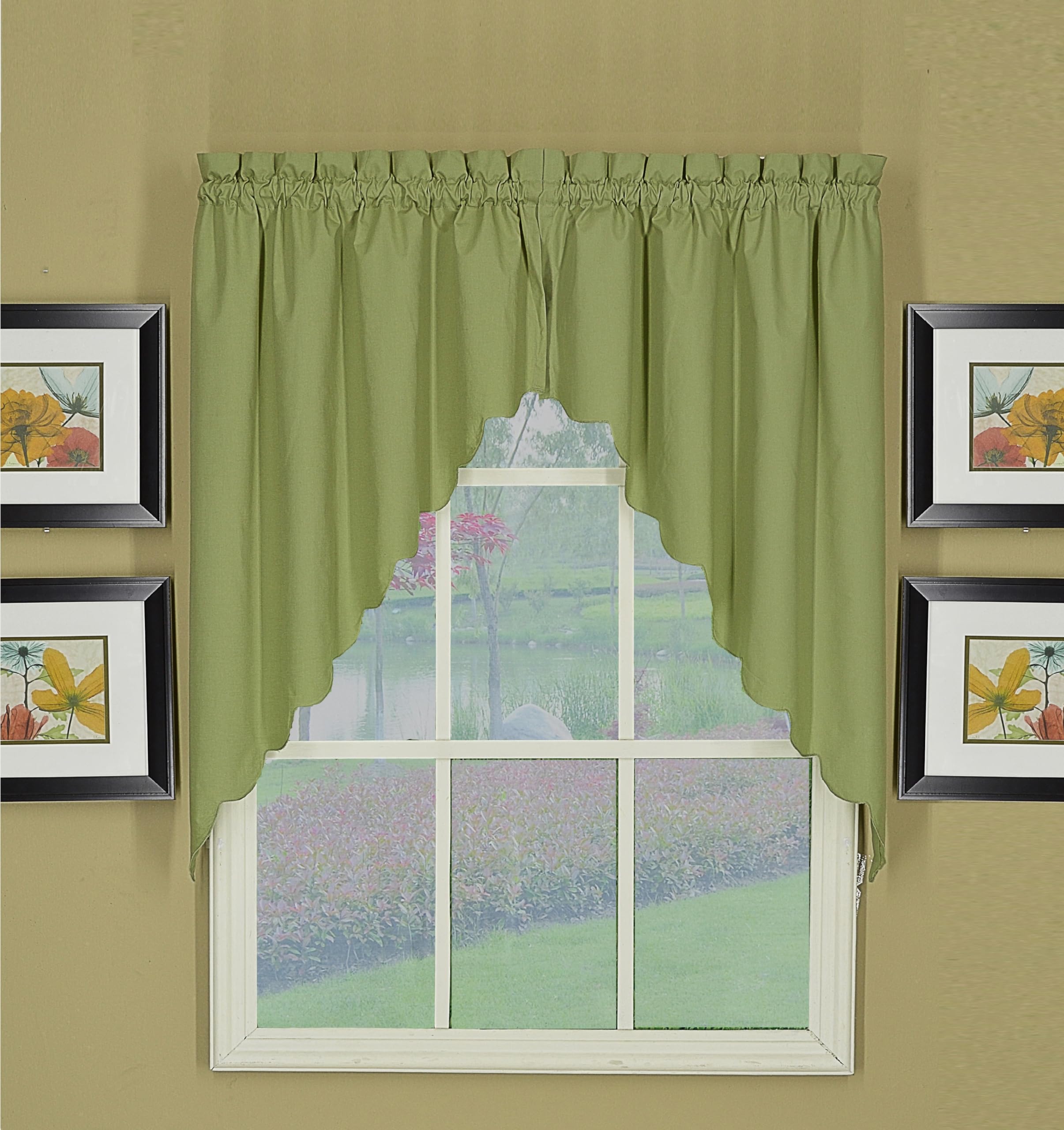 Today's Curtain Swag Pair, Sage, 60" W x 38" L (Pack of 1), W 38" x L 60" (1 Panels)