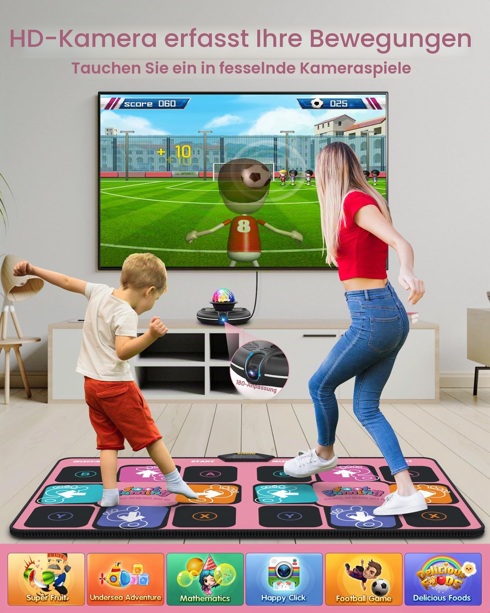 Tanzmatte Spielzeug für Mädchen - Elektronische Wireless Dance Pad für TV mit Kamera & Wireless Handle, Familie Party/Geburtstagsgeschenk für 4 5 6 7 8 9 10 11+ Jahr alte Kinder